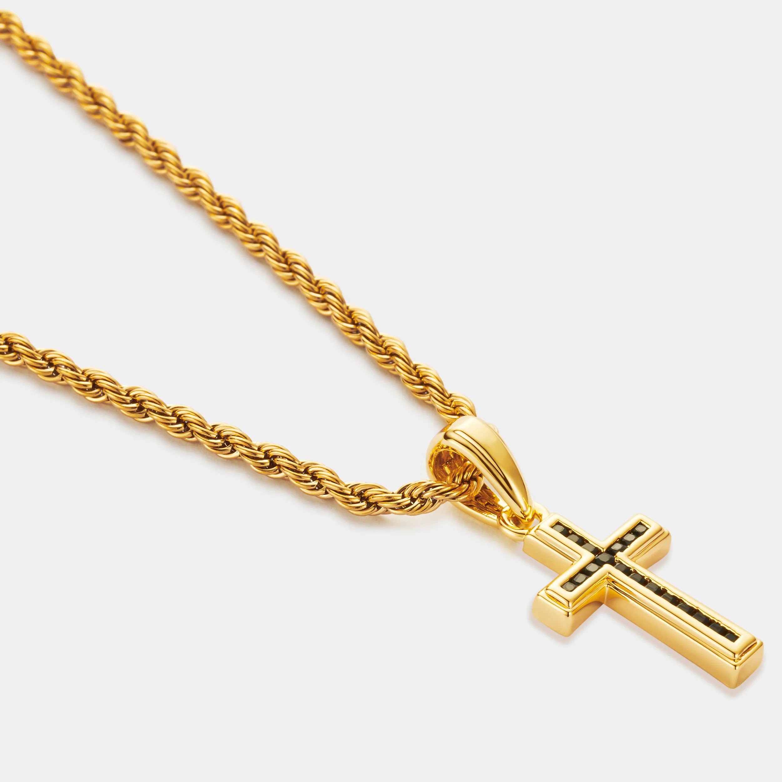 Mini Onyx Stone Cross (Gold) - Image 3