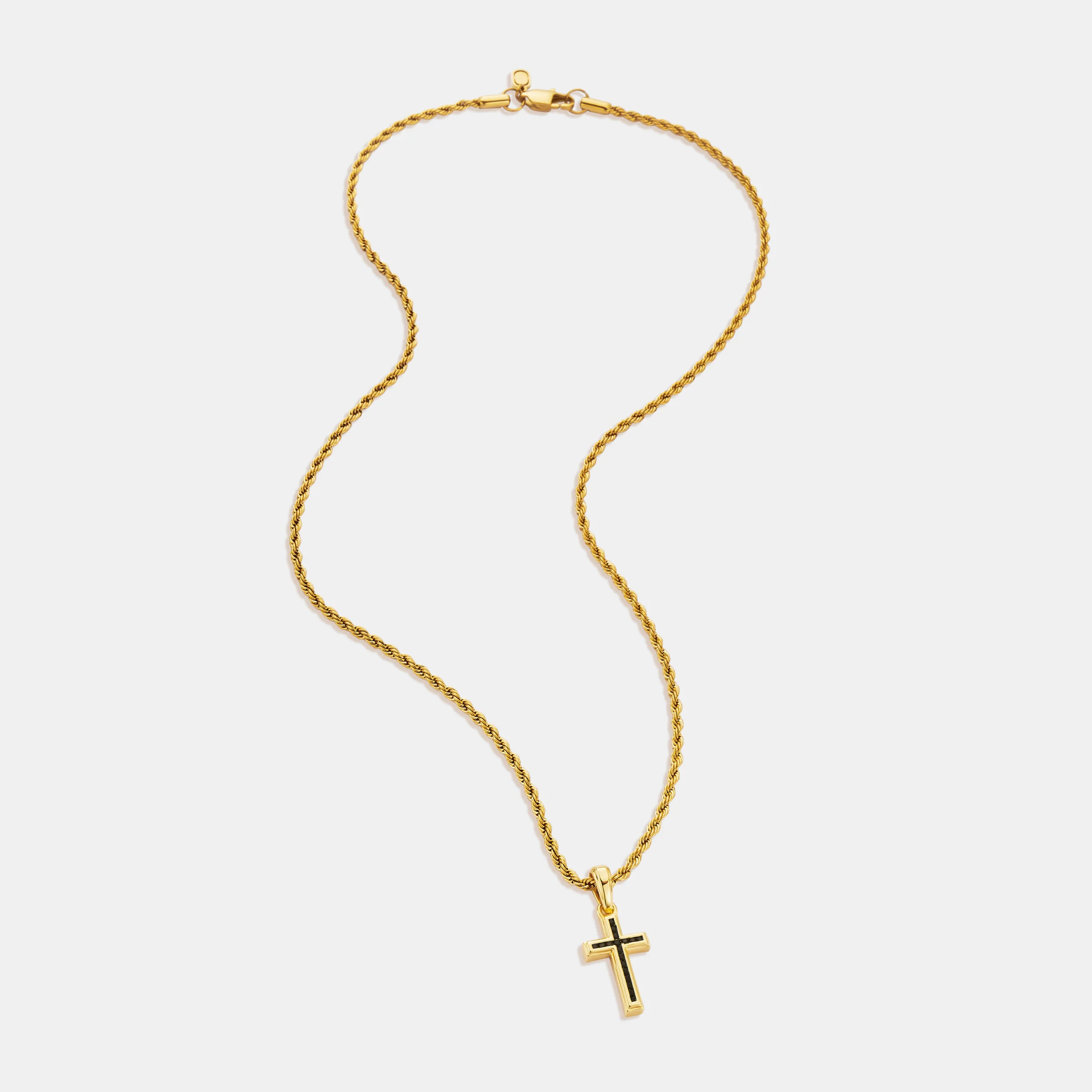 Mini Onyx Stone Cross (Gold) - Image 5