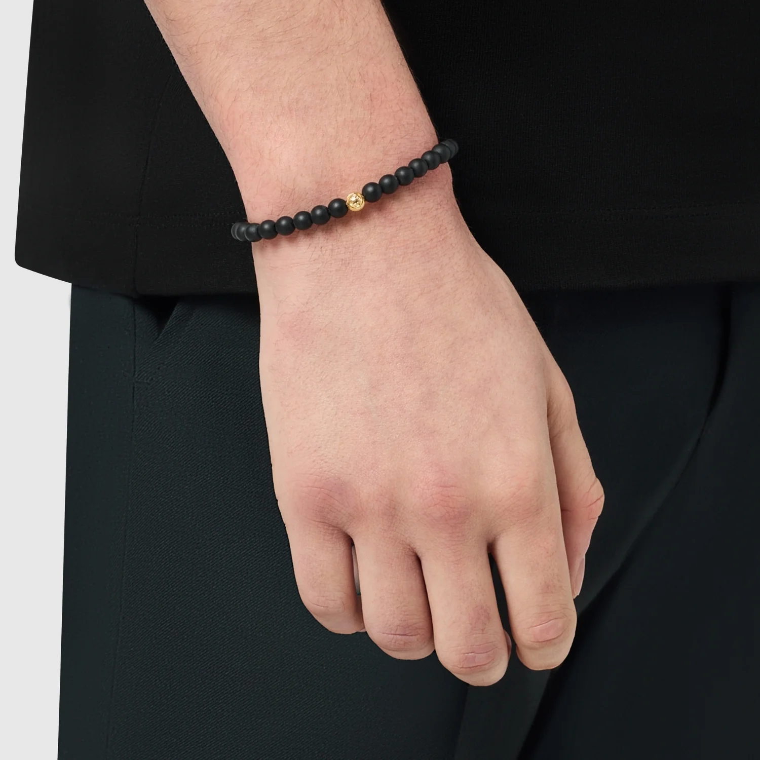 Onyx Bead Lock Bracelet (Gold) - Image 2