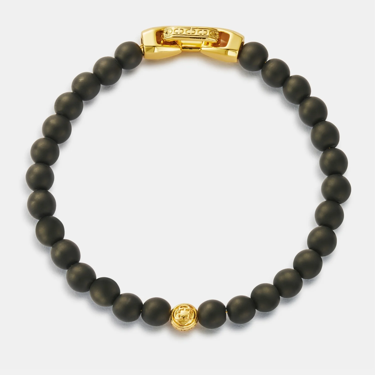 Onyx Bead Lock Bracelet (Gold) - Image 6