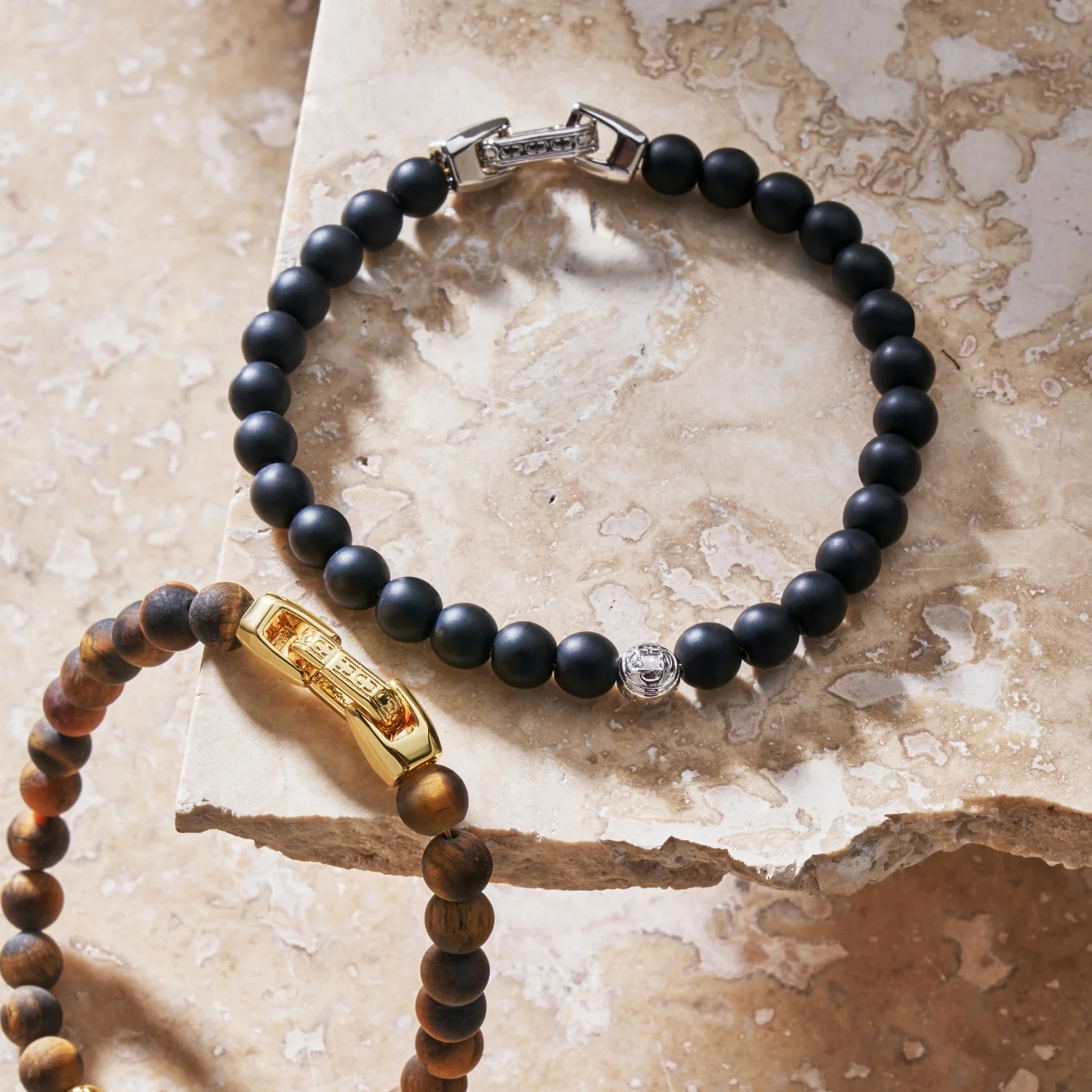 Onyx Bead Lock Bracelet (Silver) - Image 4