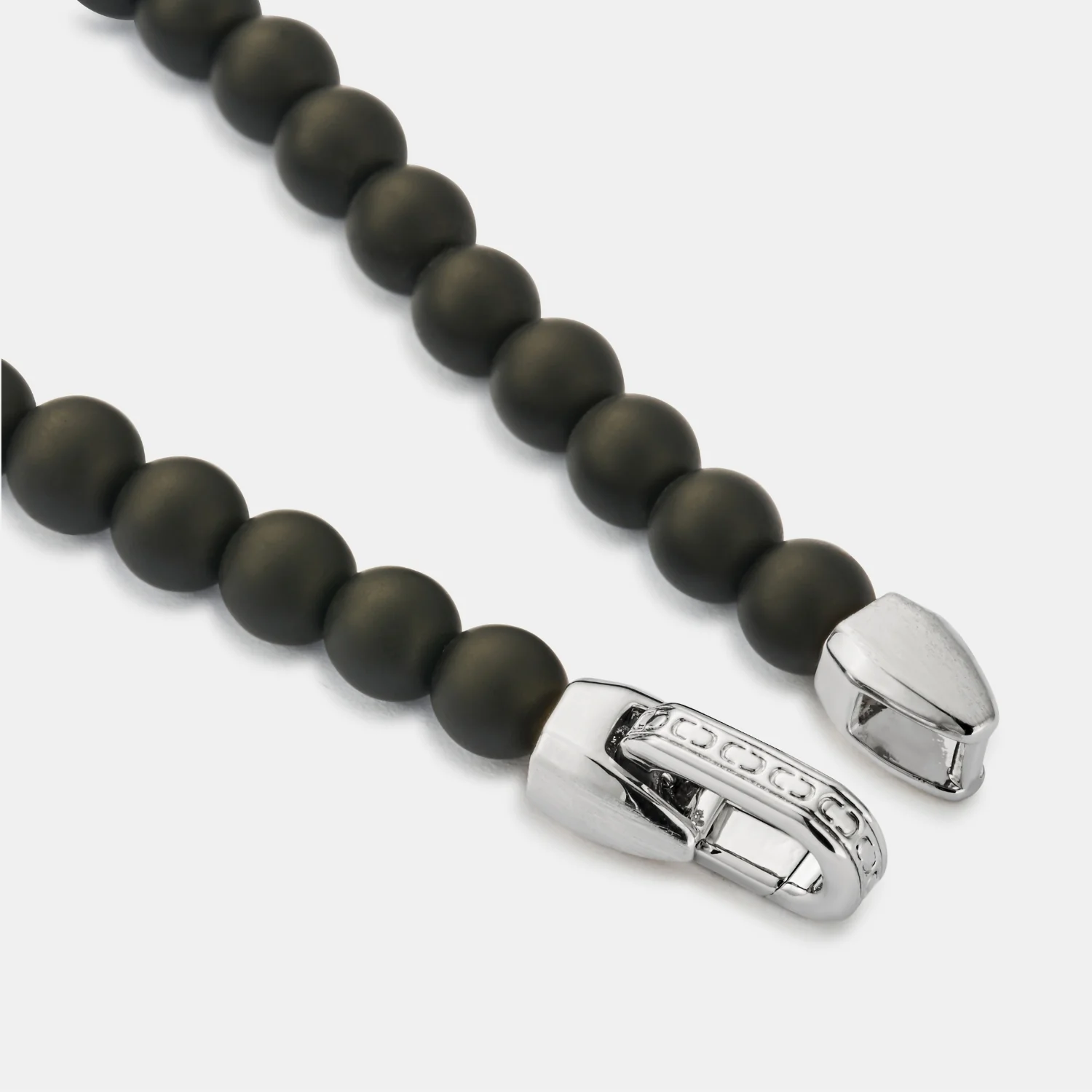 Onyx Bead Lock Bracelet (Silver) - Image 7