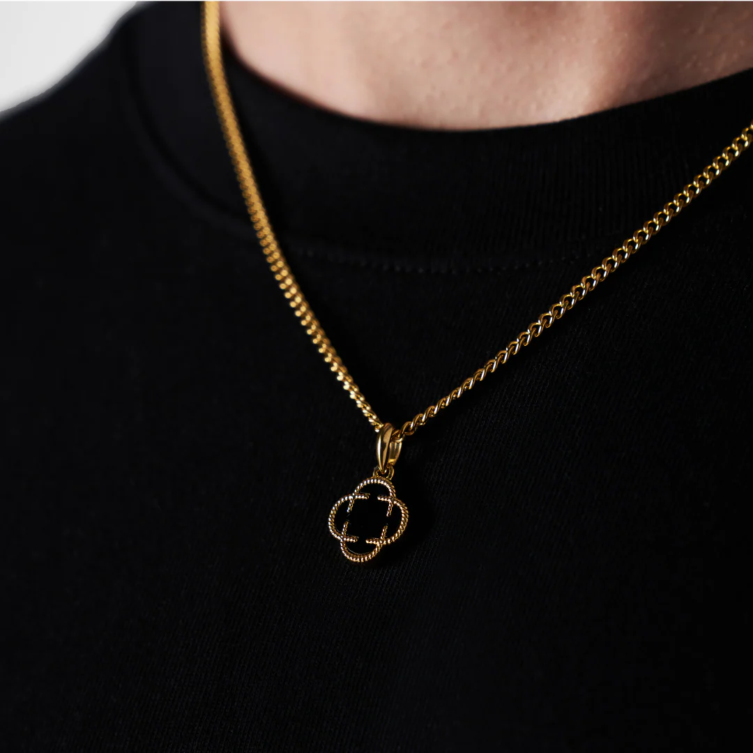 Onyx Clover Stone Pendant (Gold) - Image 3