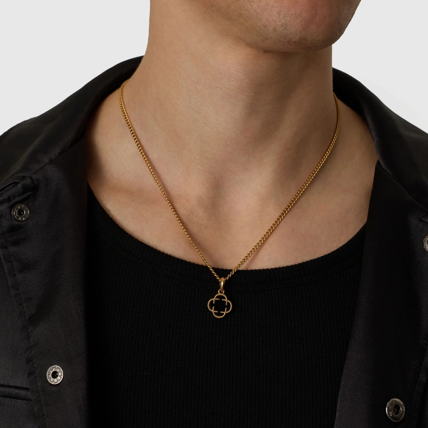 Onyx Clover Stone Pendant (Gold) - Image 6