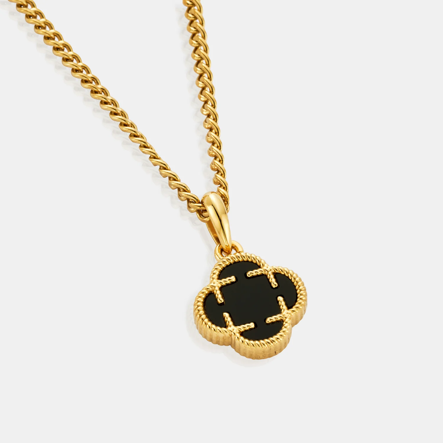 Onyx Clover Stone Pendant (Gold) - Image 7