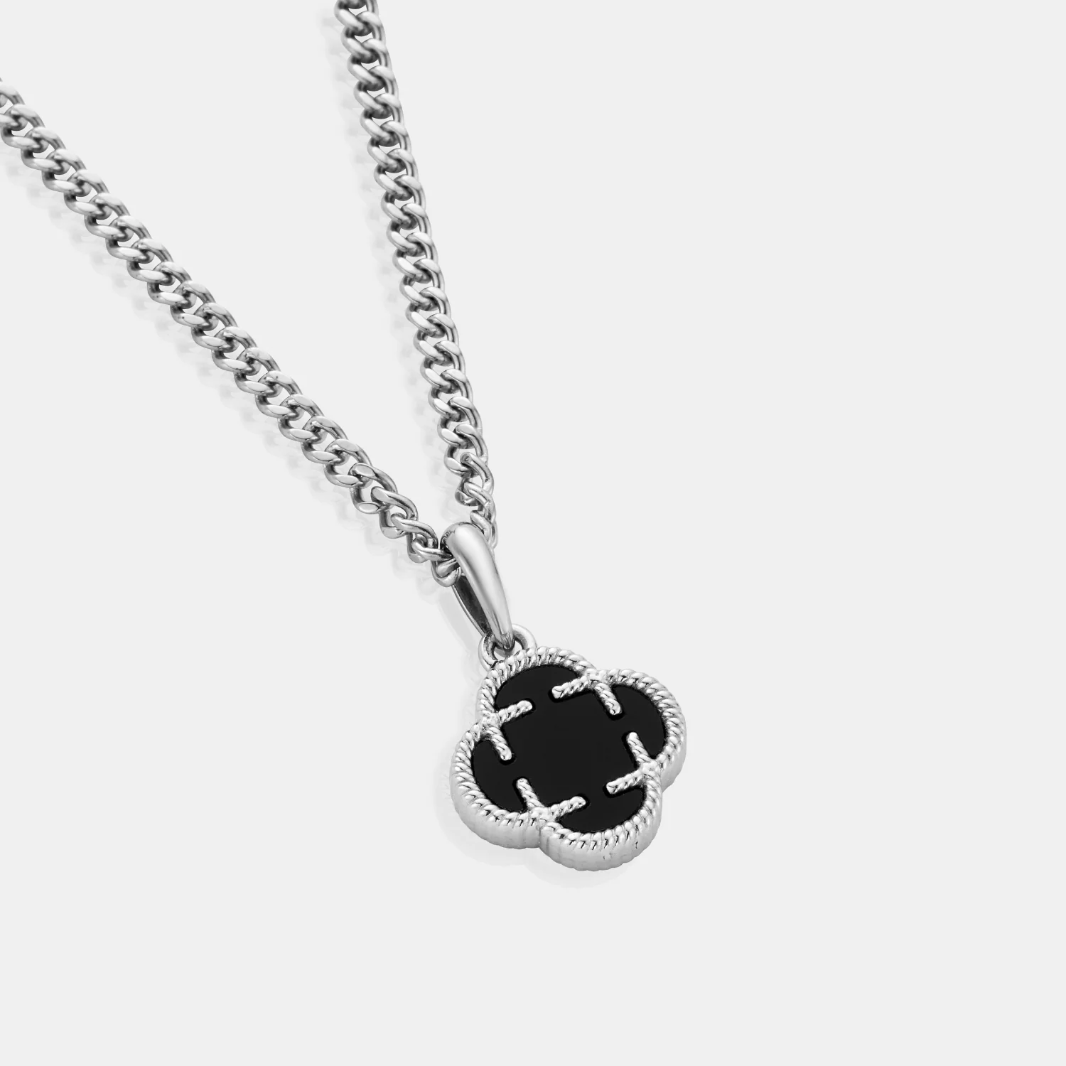 Onyx Clover Stone Pendant (Silver) - Image 7