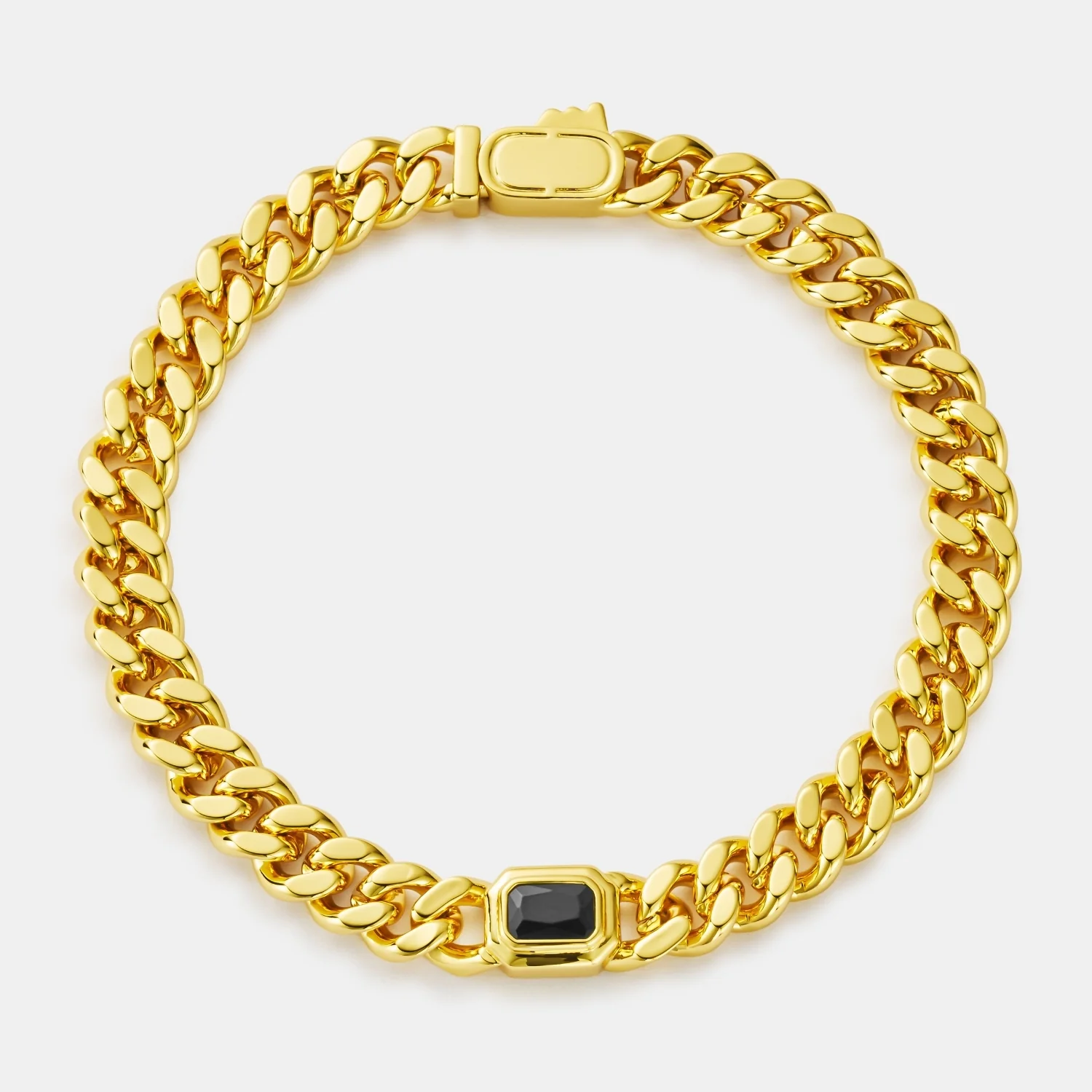 Onyx Cuban Bracelet (Gold) 6mm - Image 4
