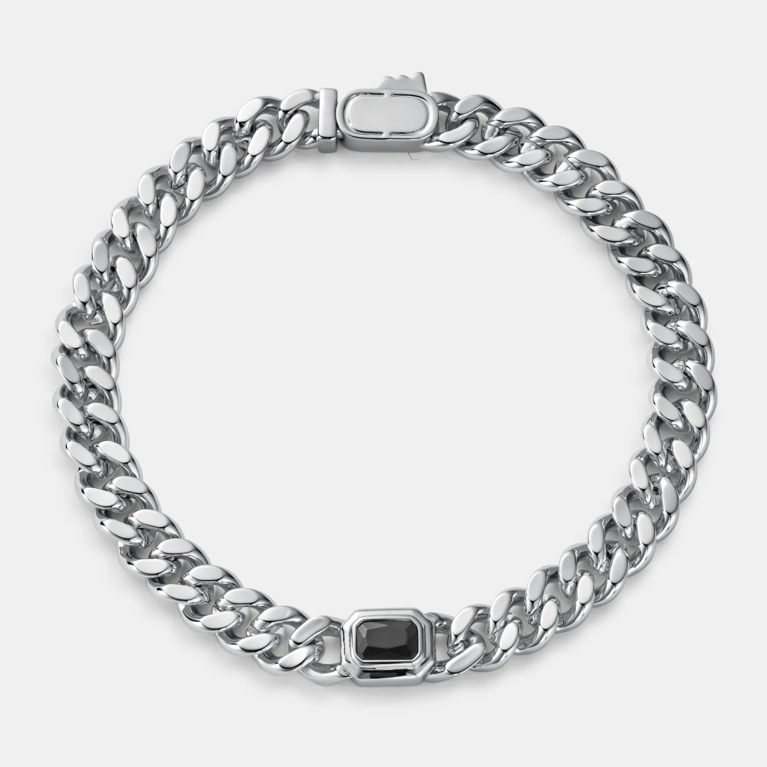 Onyx Cuban Bracelet (Silver) 6mm - Image 4