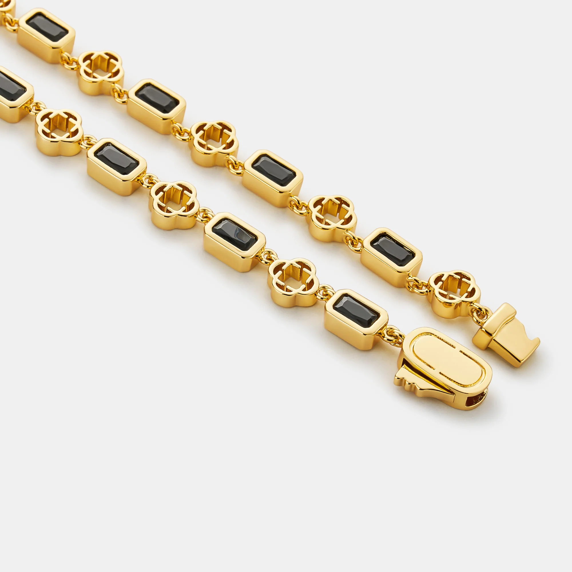 Onyx Gemstone Clover Necklace (Gold) - Image 4