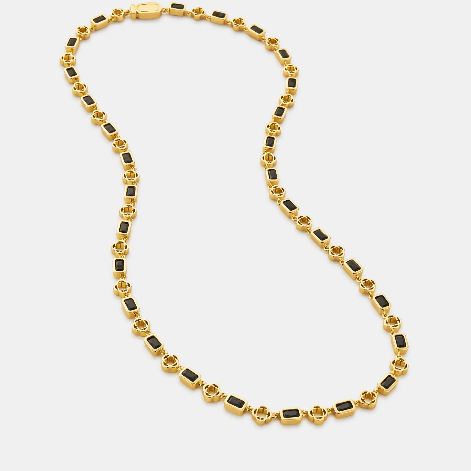 Onyx Gemstone Clover Necklace (Gold) - Image 6