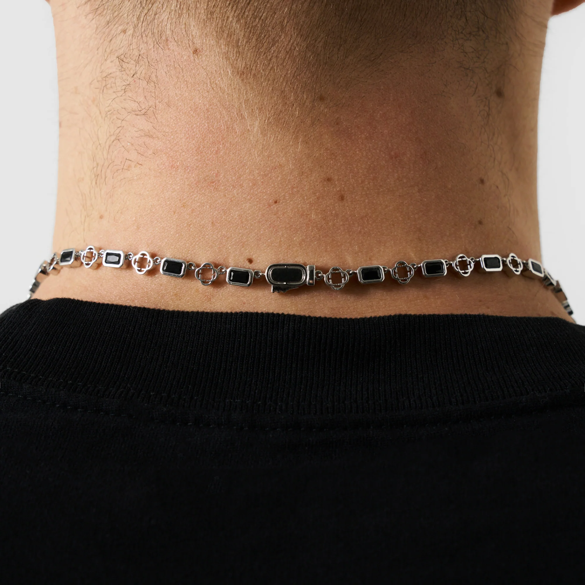 Onyx Gemstone Clover Necklace (Silver) - Image 5