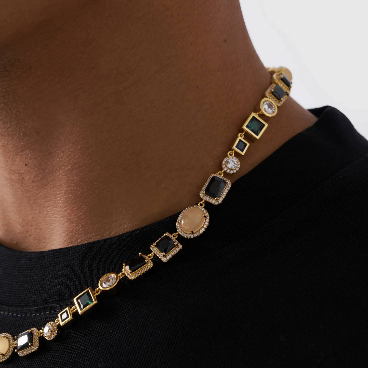 Onyx Gemstone Necklace (Gold) - Image 3