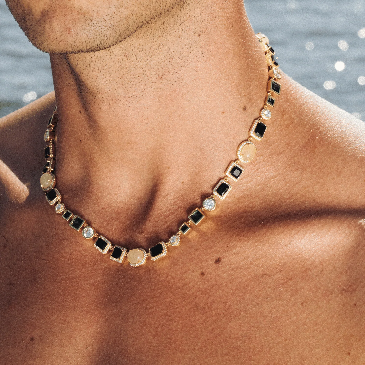 Onyx Gemstone Necklace (Gold) - Image 6