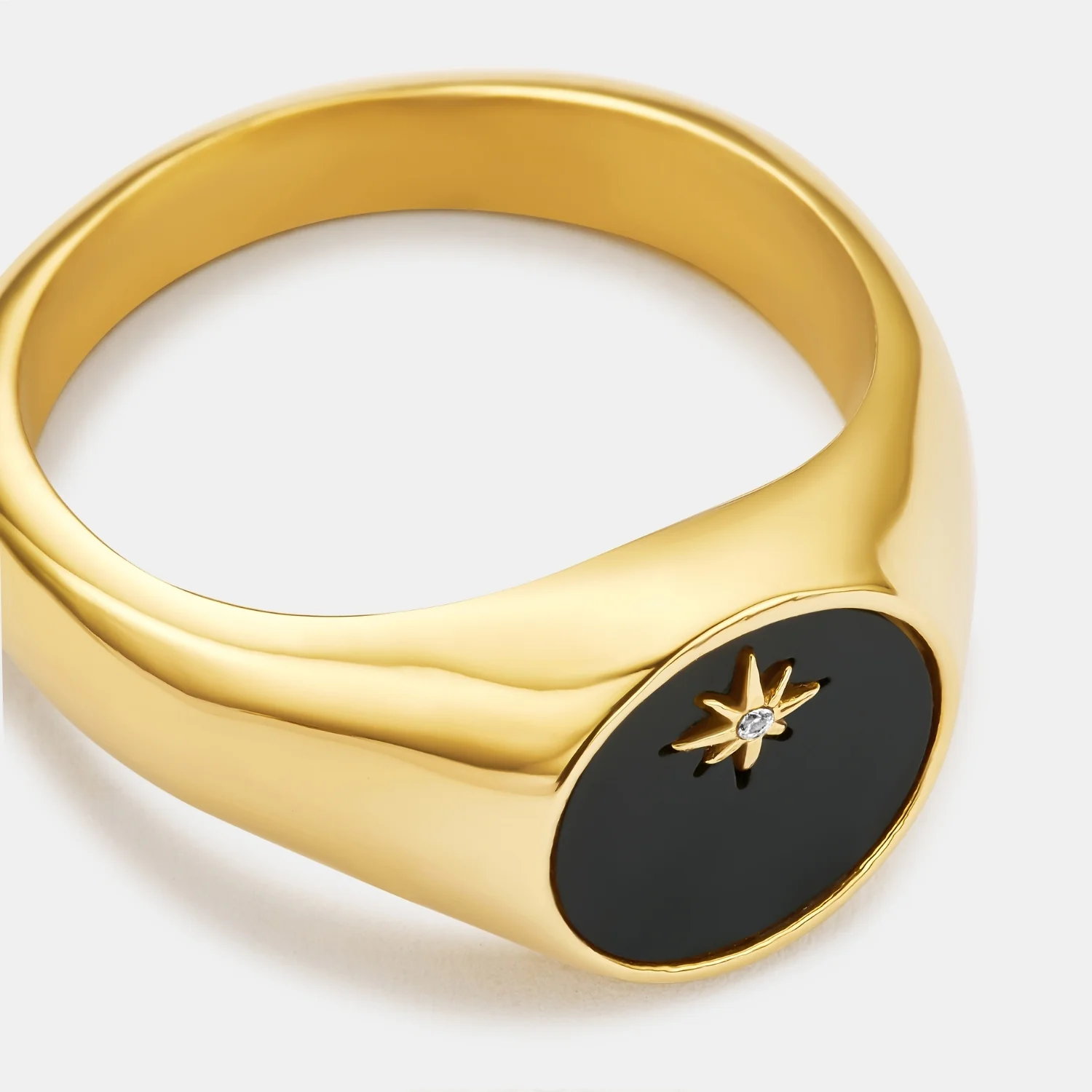 Onyx North Star Signet Ring (Gold) - Image 3