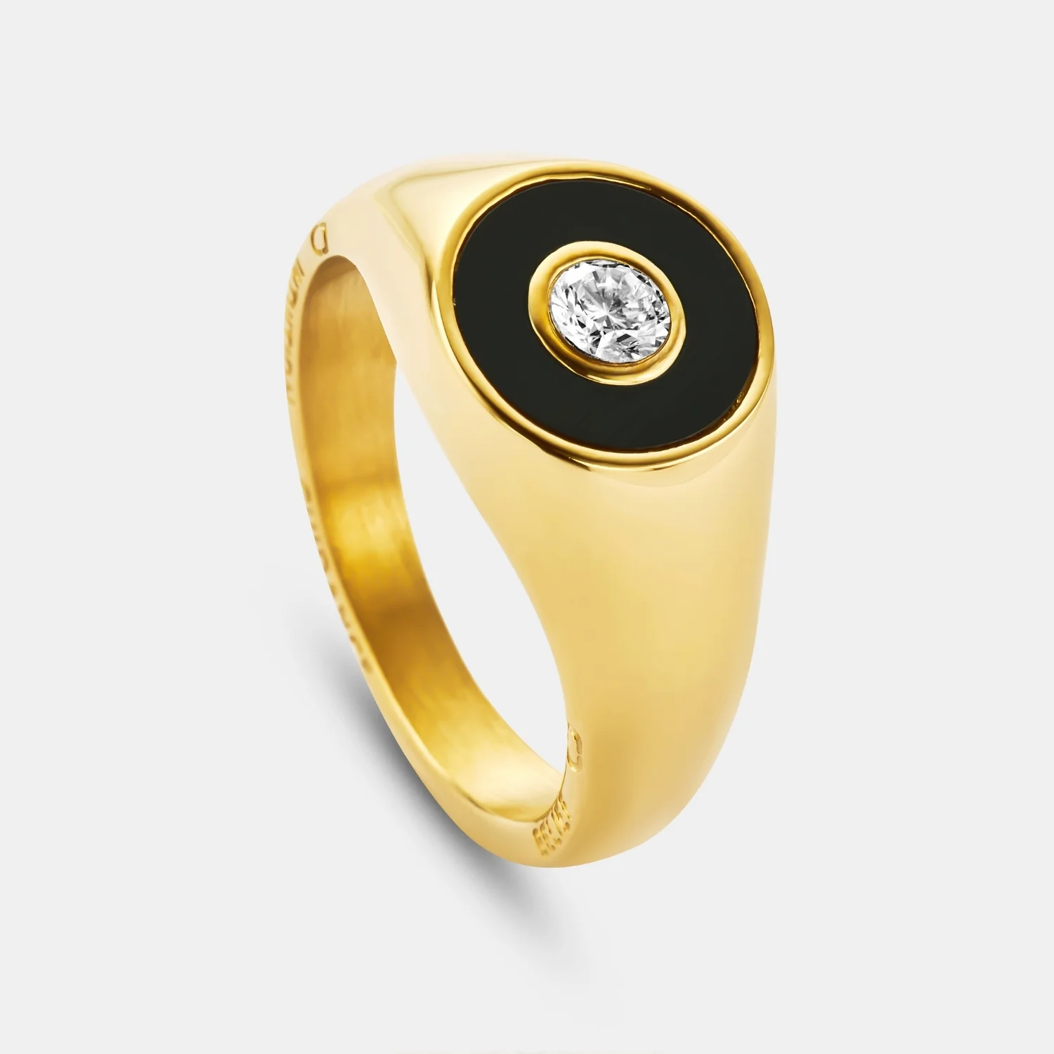 Onyx Round Gem Signet Ring (Gold) - Image 2