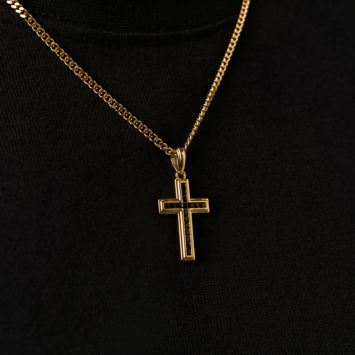 Onyx Stone Cross (Gold) - Image 4