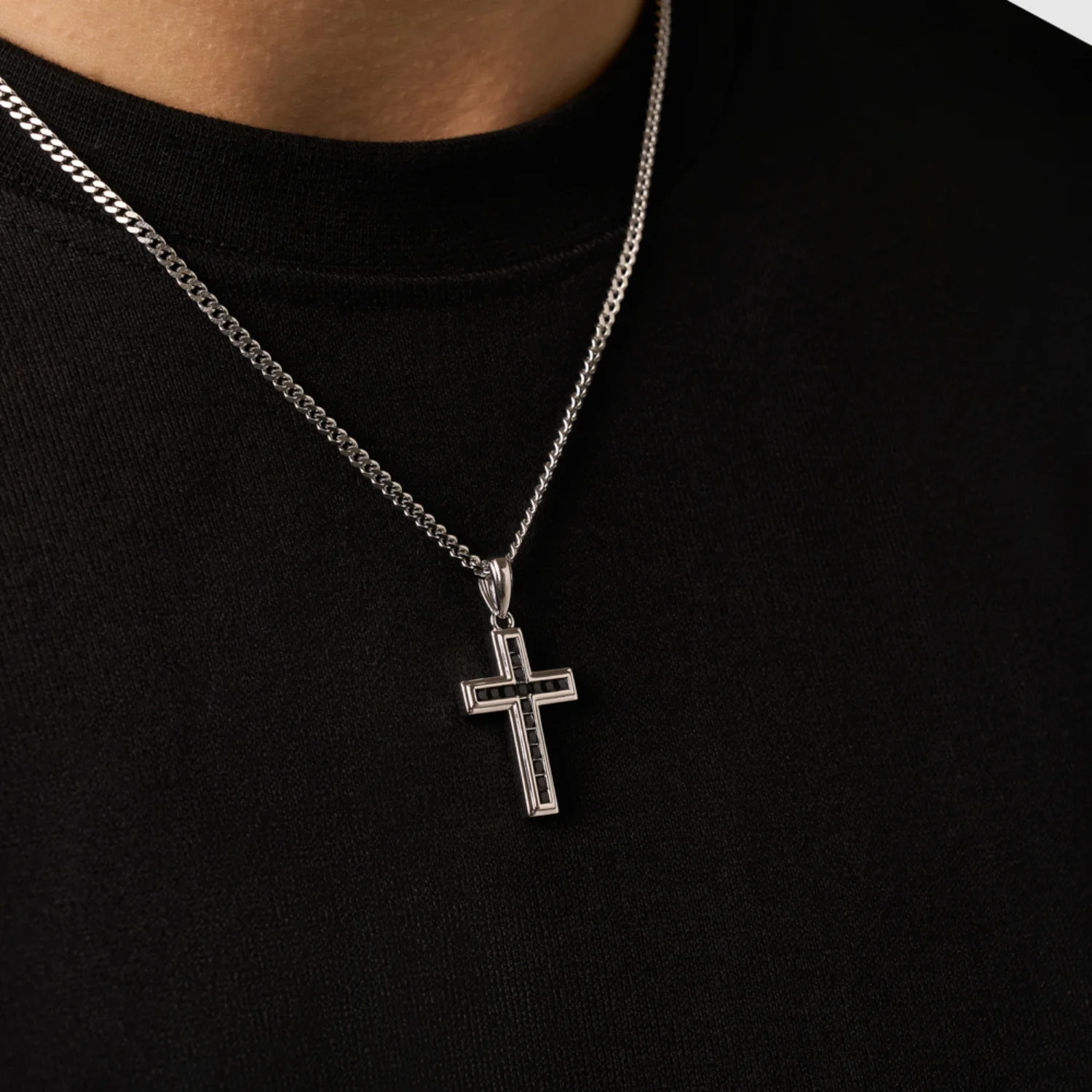 Onyx Stone Cross (Silver) - Image 4