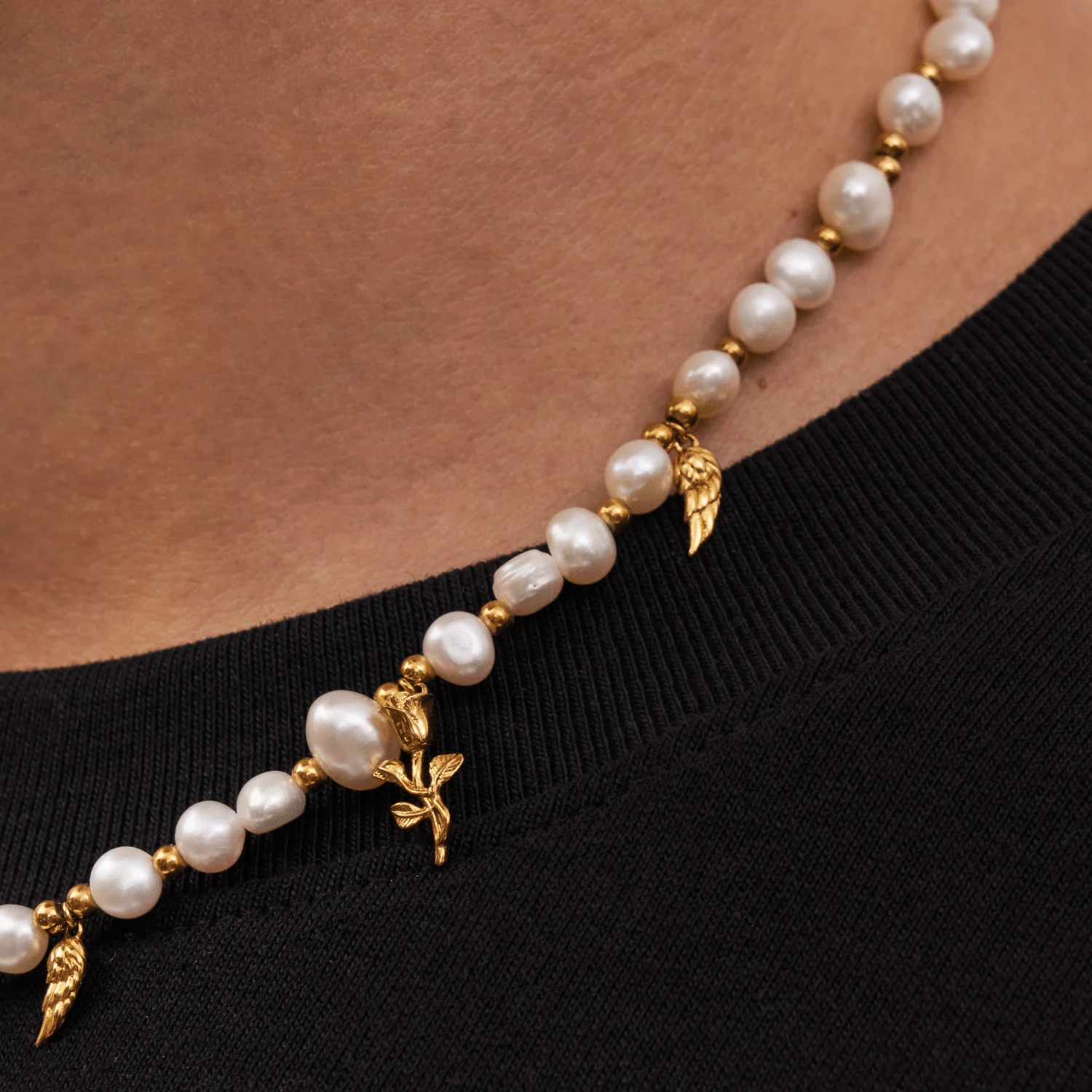 Pendant Real Pearl Necklace (Gold) - Image 6