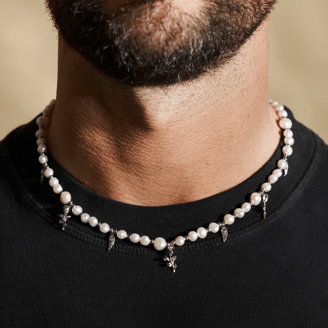Pendant Real Pearl Necklace (Silver) - Image 2