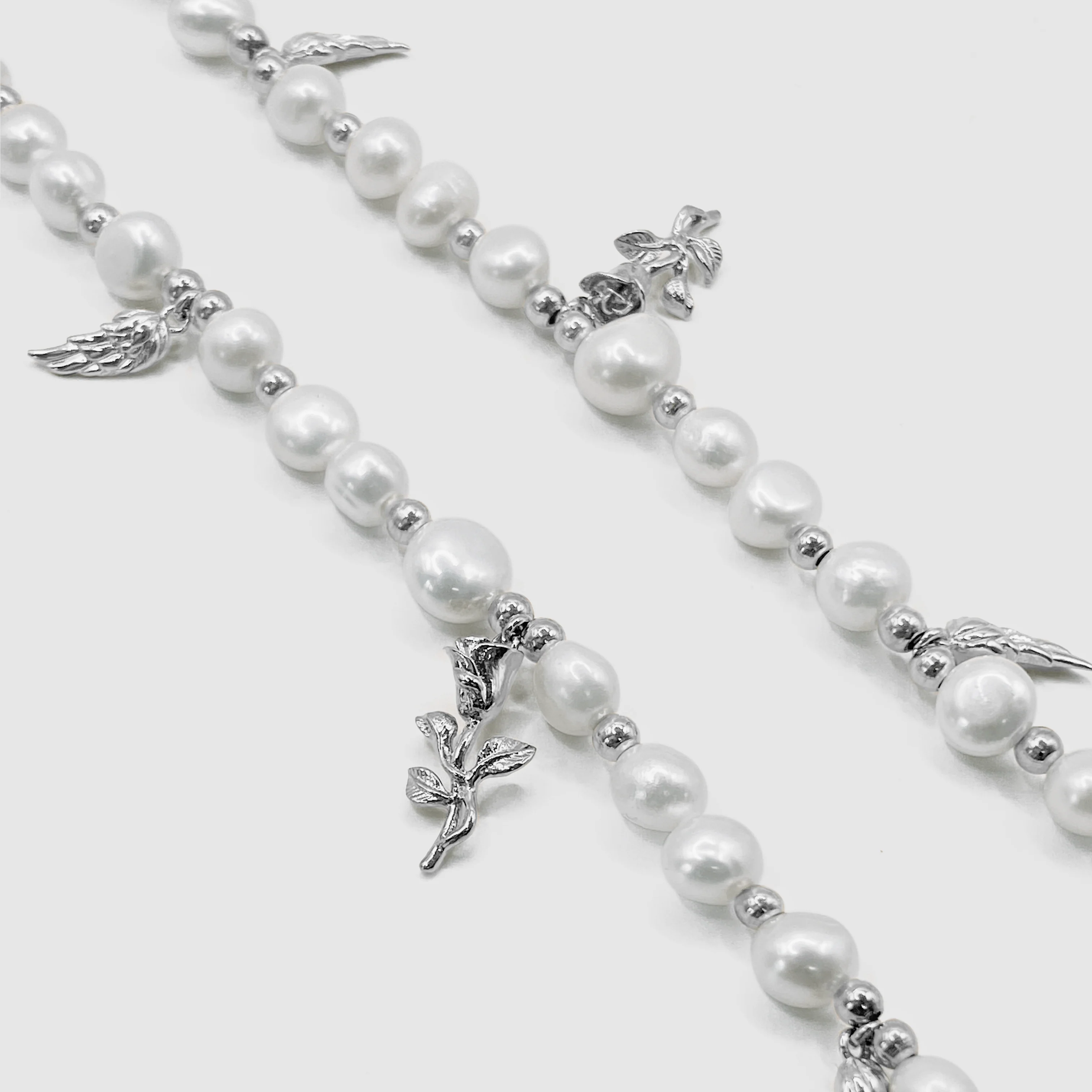 Pendant Real Pearl Necklace (Silver) - Image 3