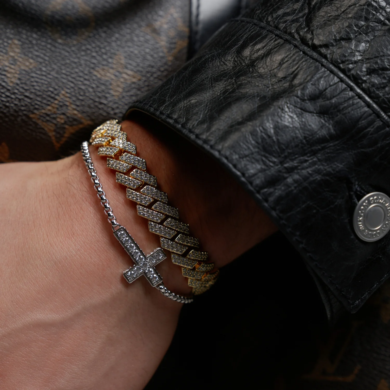 Iced Cross Bracelet (Silver) - Image 4