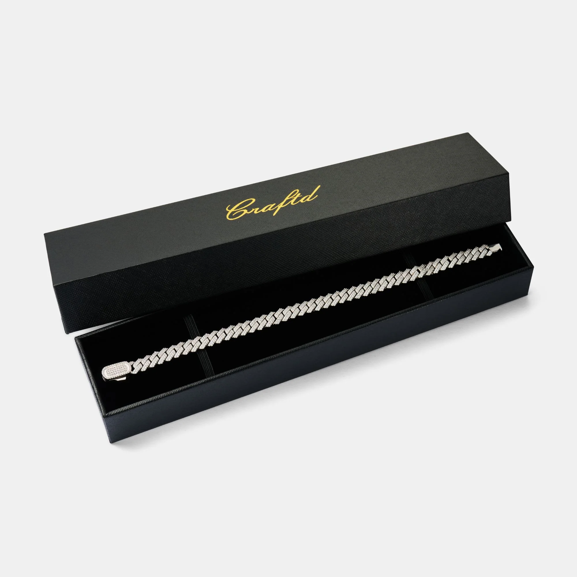 Prong Link Iced Cuban Bracelet (Silver) 8mm - Image 4