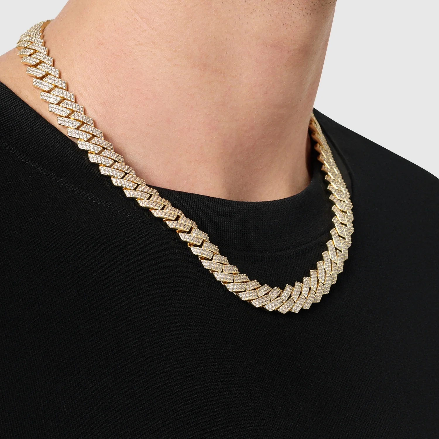 Prong Link Iced Cuban (Gold) 12mm - Image 3