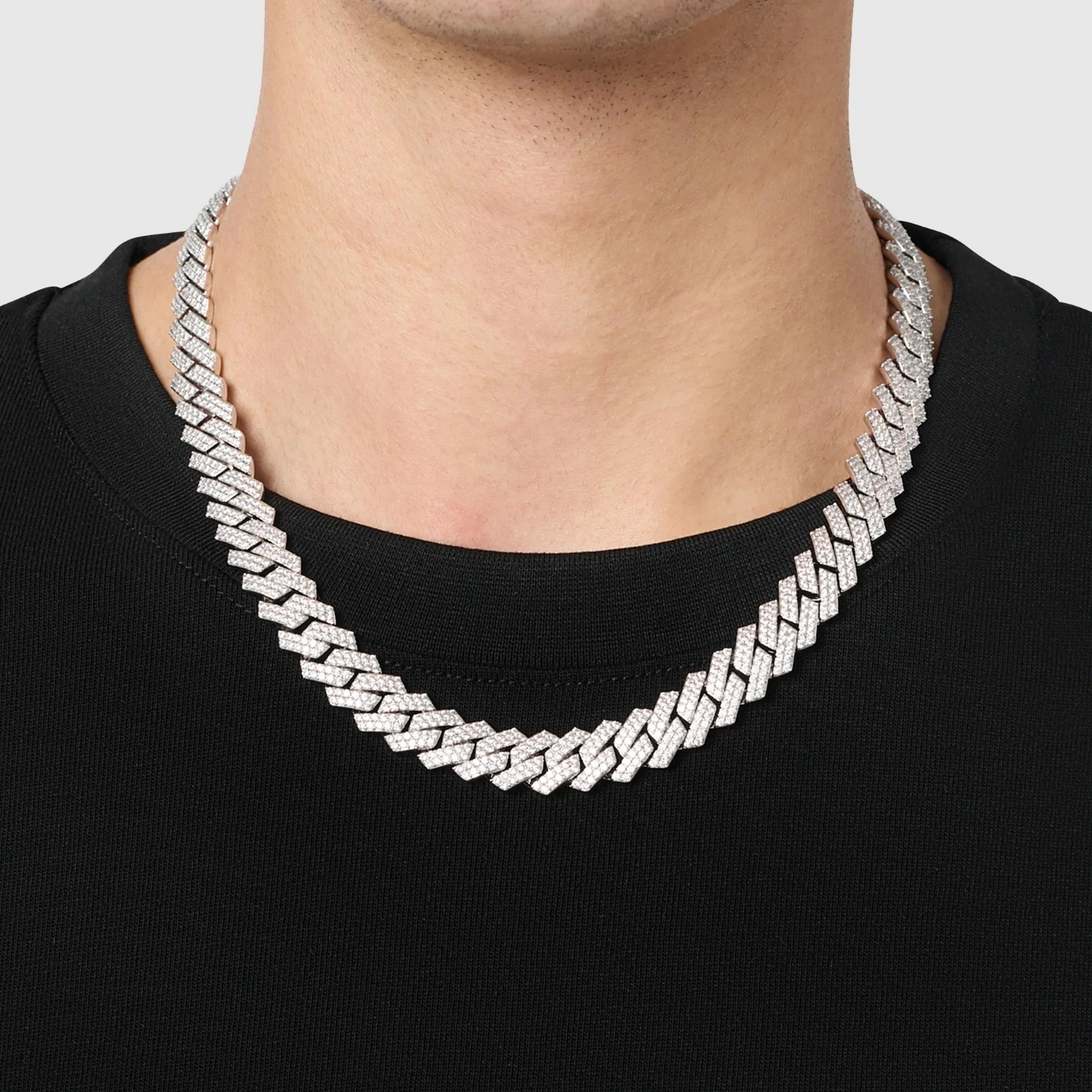 Prong Link Iced Cuban (Silver) 12mm - Image 2
