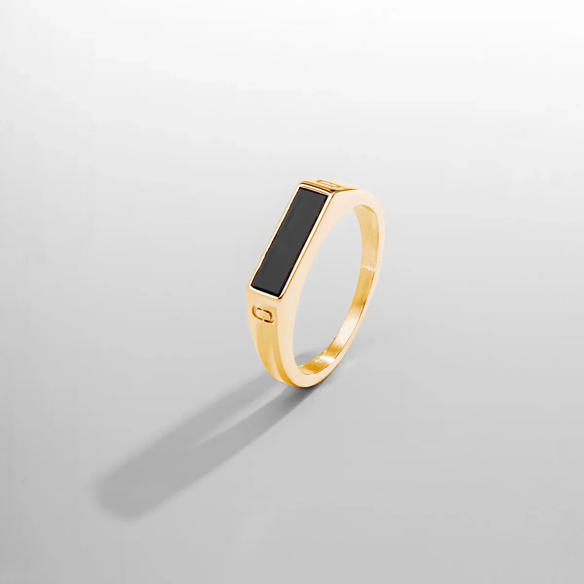 Onyx Rectangle Stone Signet Ring (Gold) - Image 4