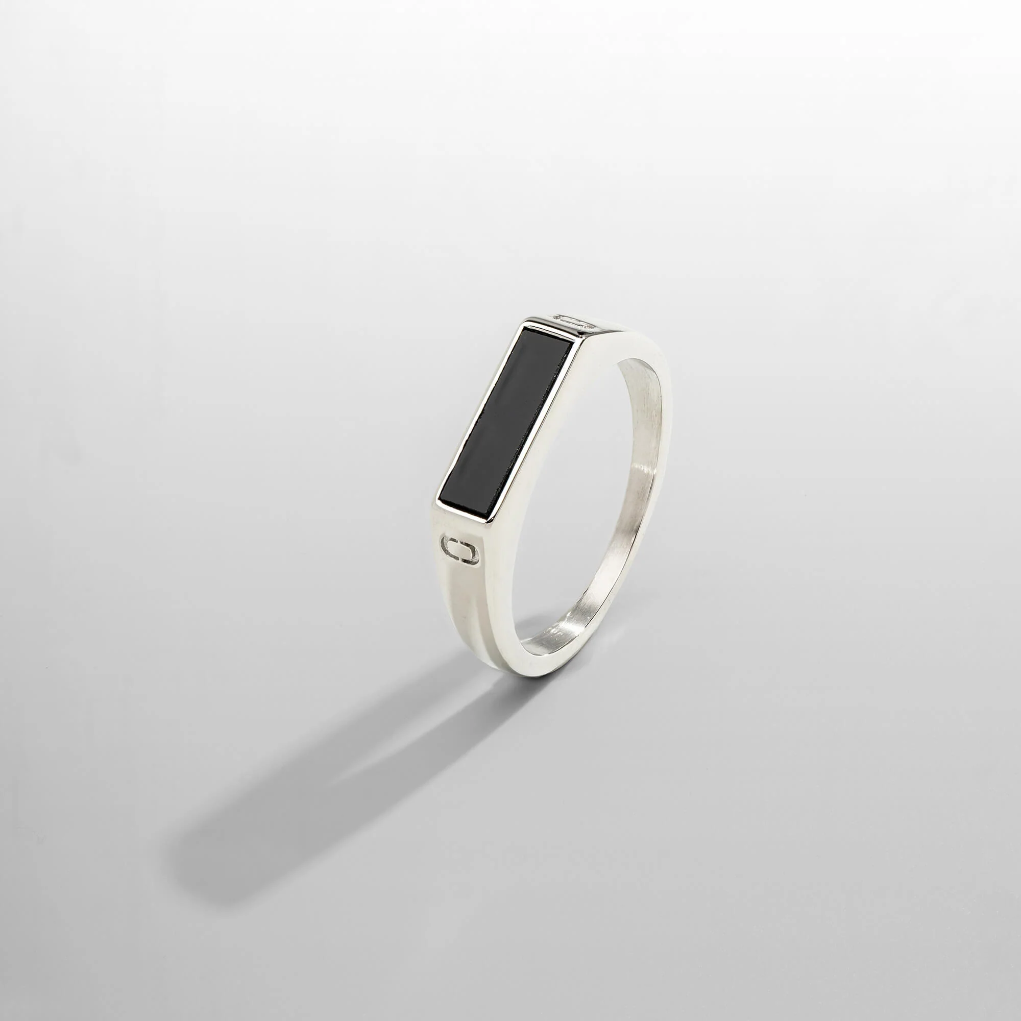 Onyx Rectangle Stone Signet Ring (Silver) - Image 5