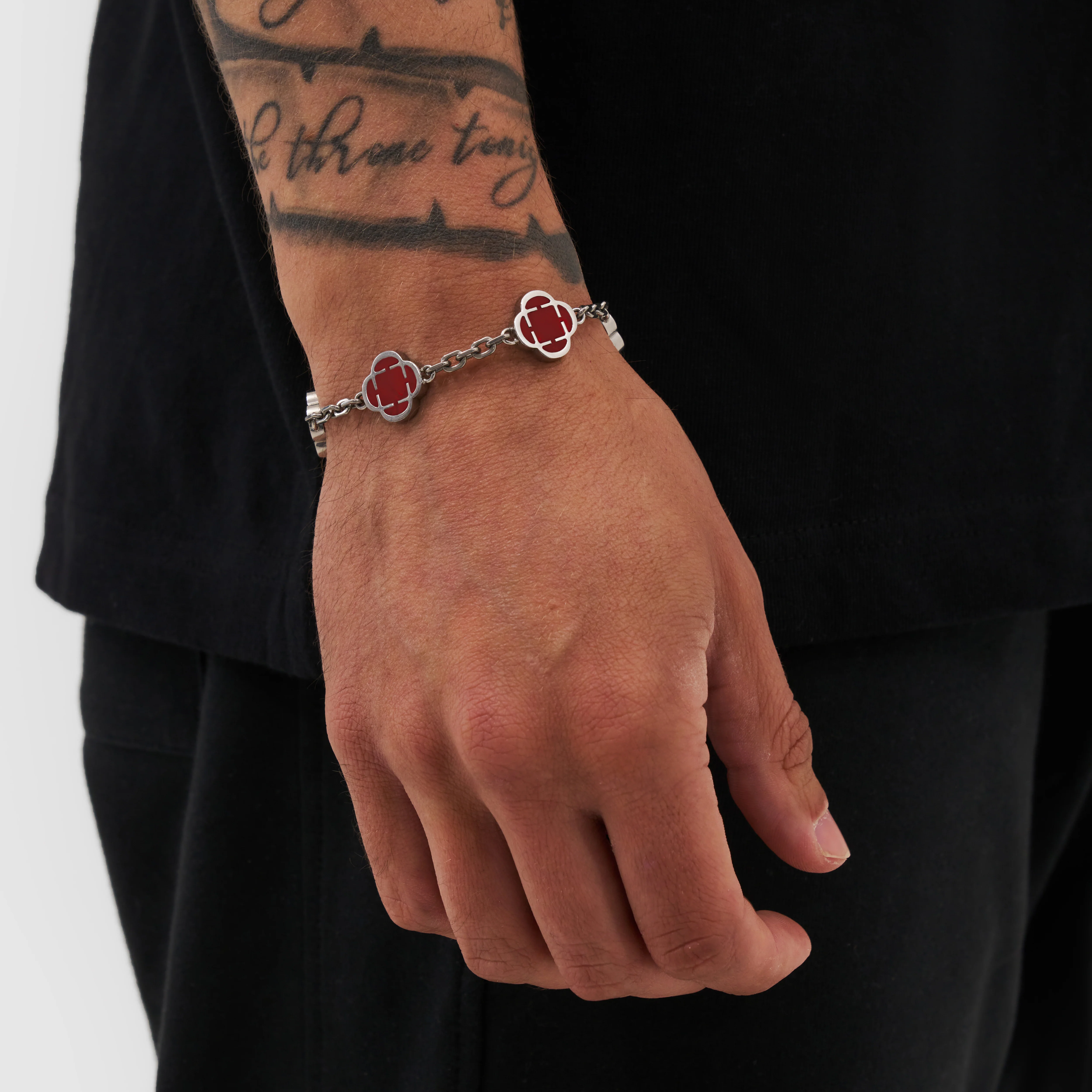 Red Clover Stone Bracelet (Silver) - Image 4