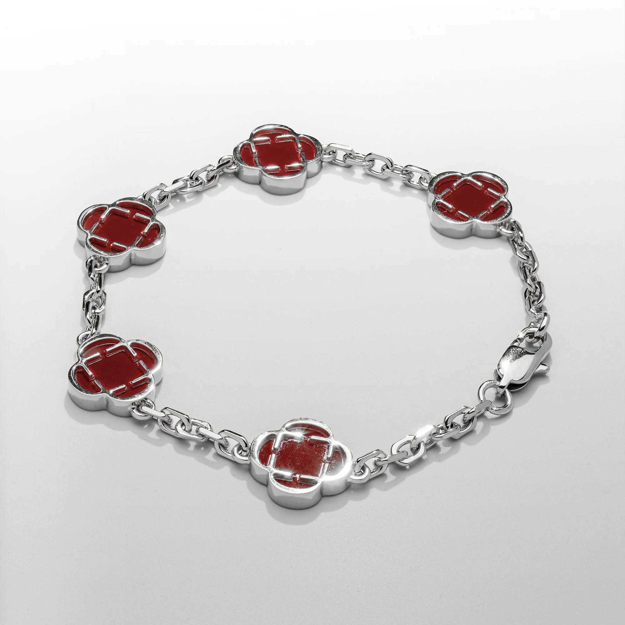 Red Clover Stone Bracelet (Silver) - Image 7