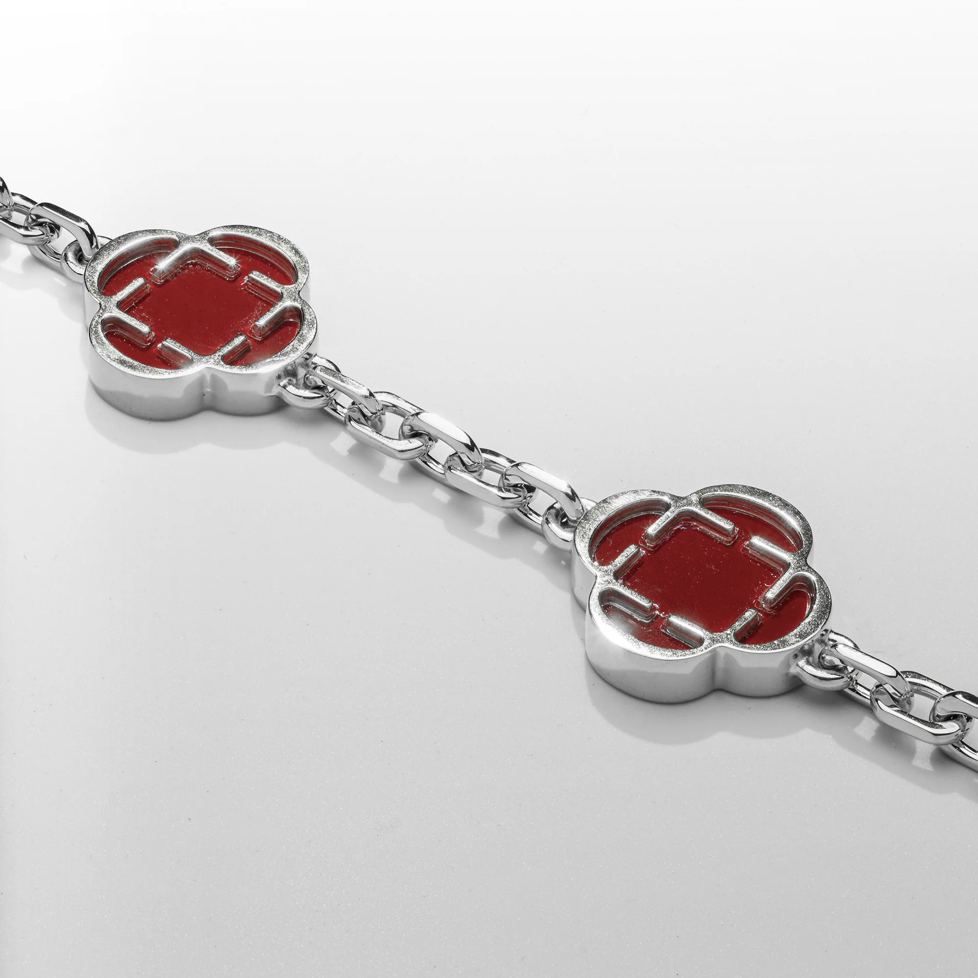 Red Clover Stone Bracelet (Silver) - Image 8