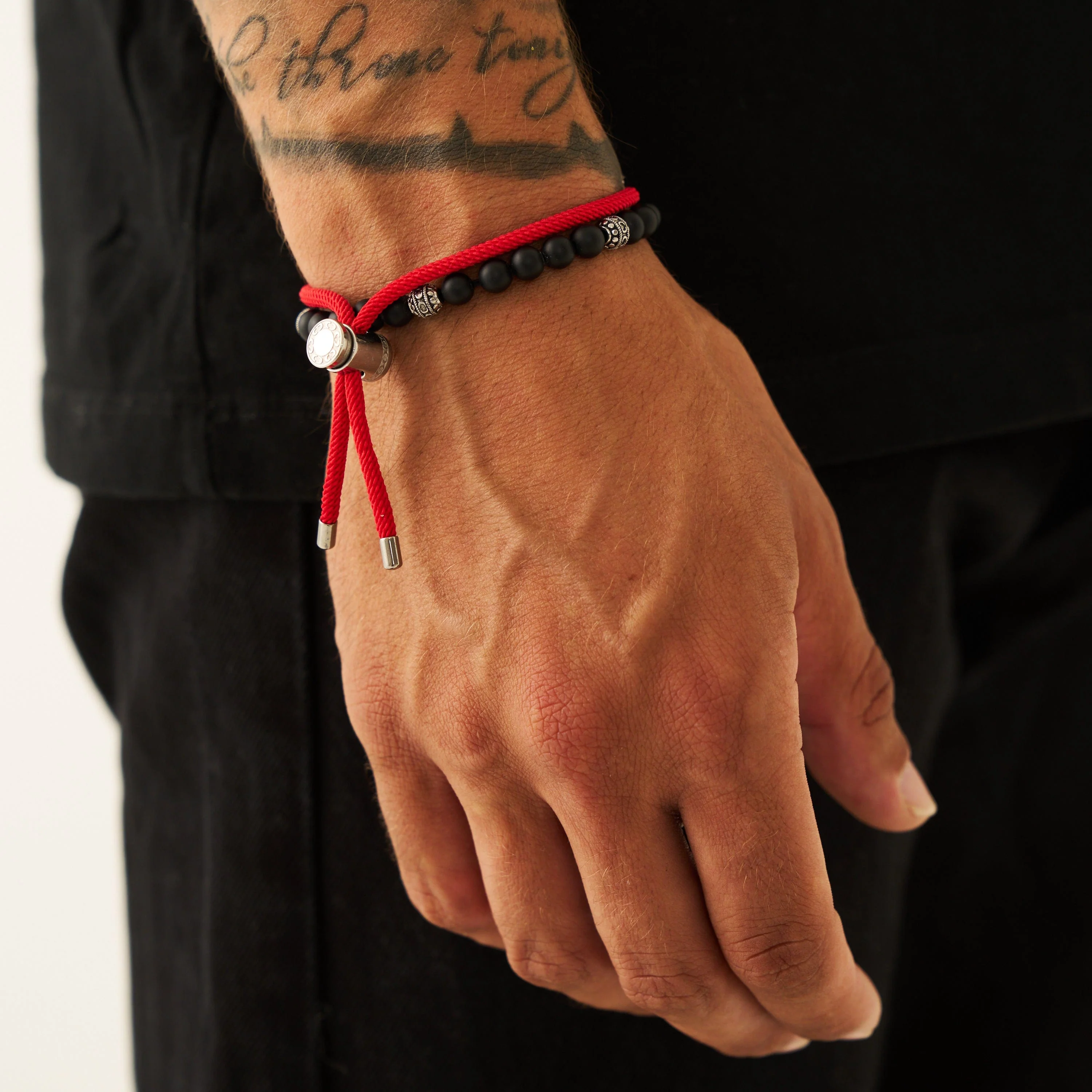 Red Cord Toggle Bracelet (Silver) - Image 4