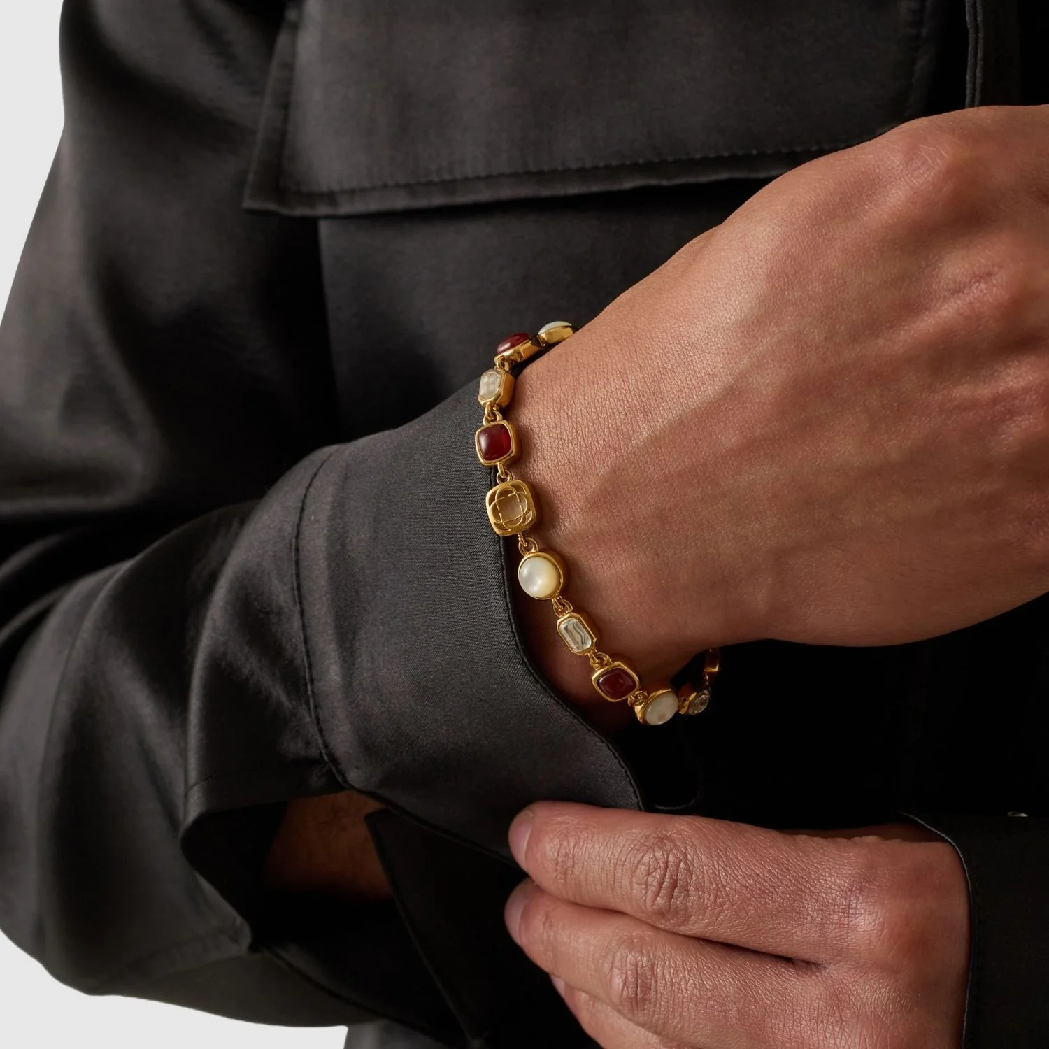 Red Crystal Gemstone Bracelet (Gold) - Image 4