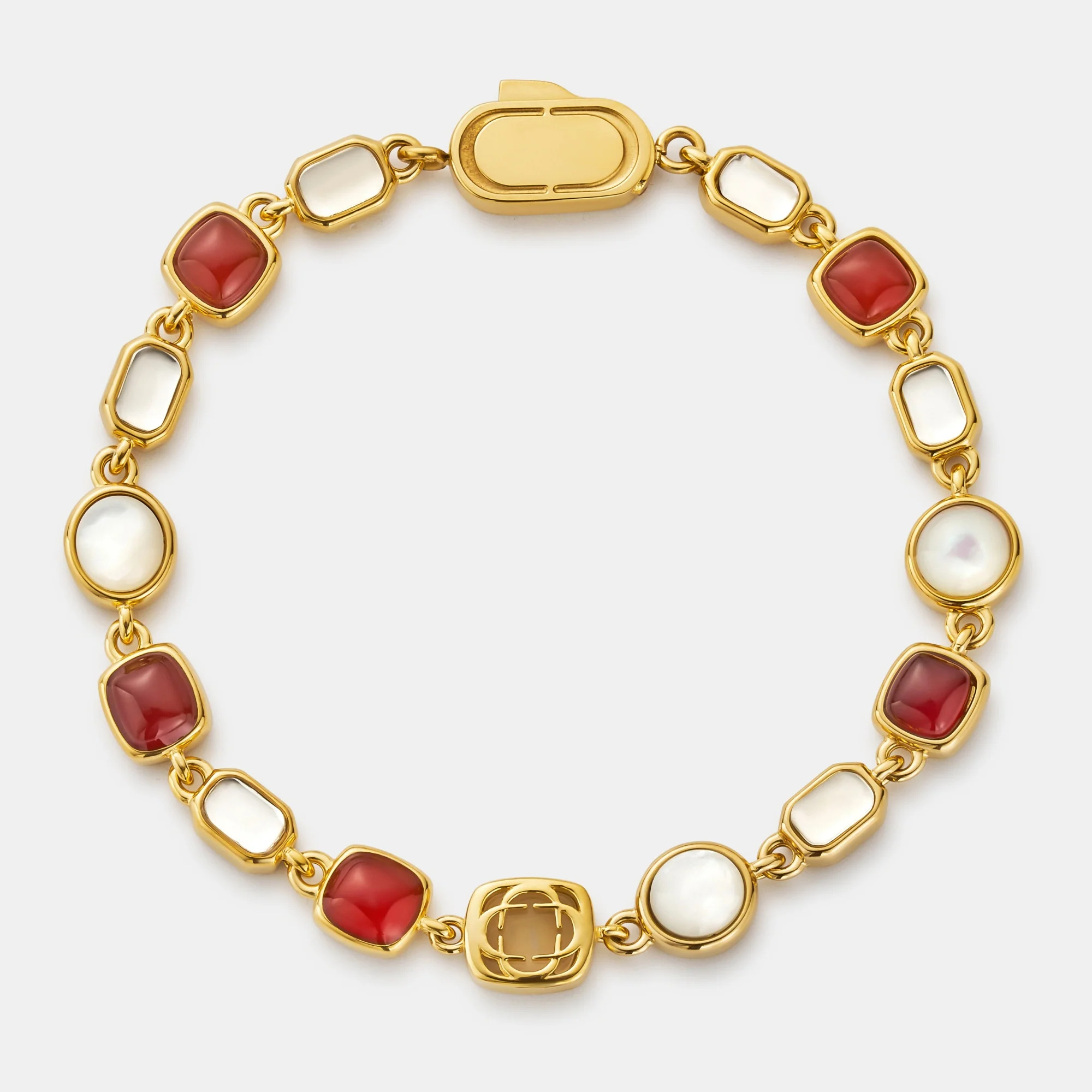 Red Crystal Gemstone Bracelet (Gold) - Image 5
