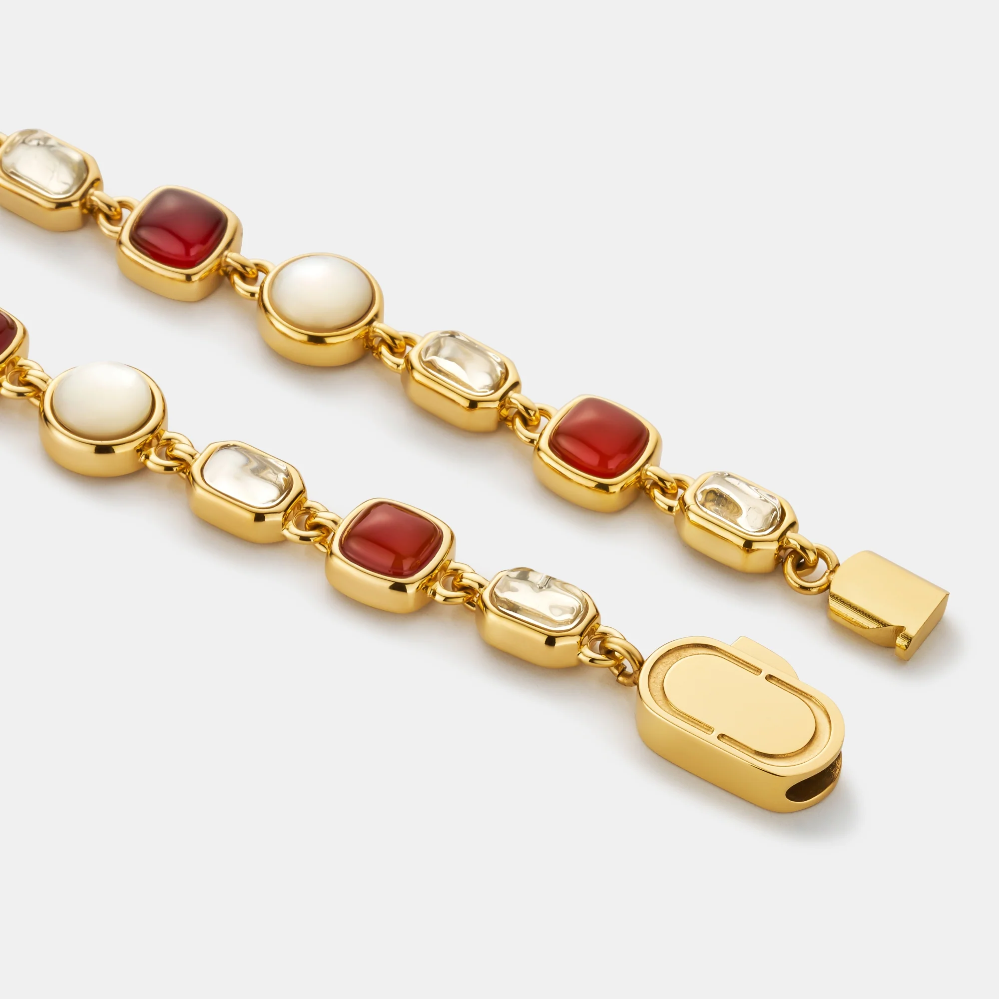 Red Crystal Gemstone Bracelet (Gold) - Image 6
