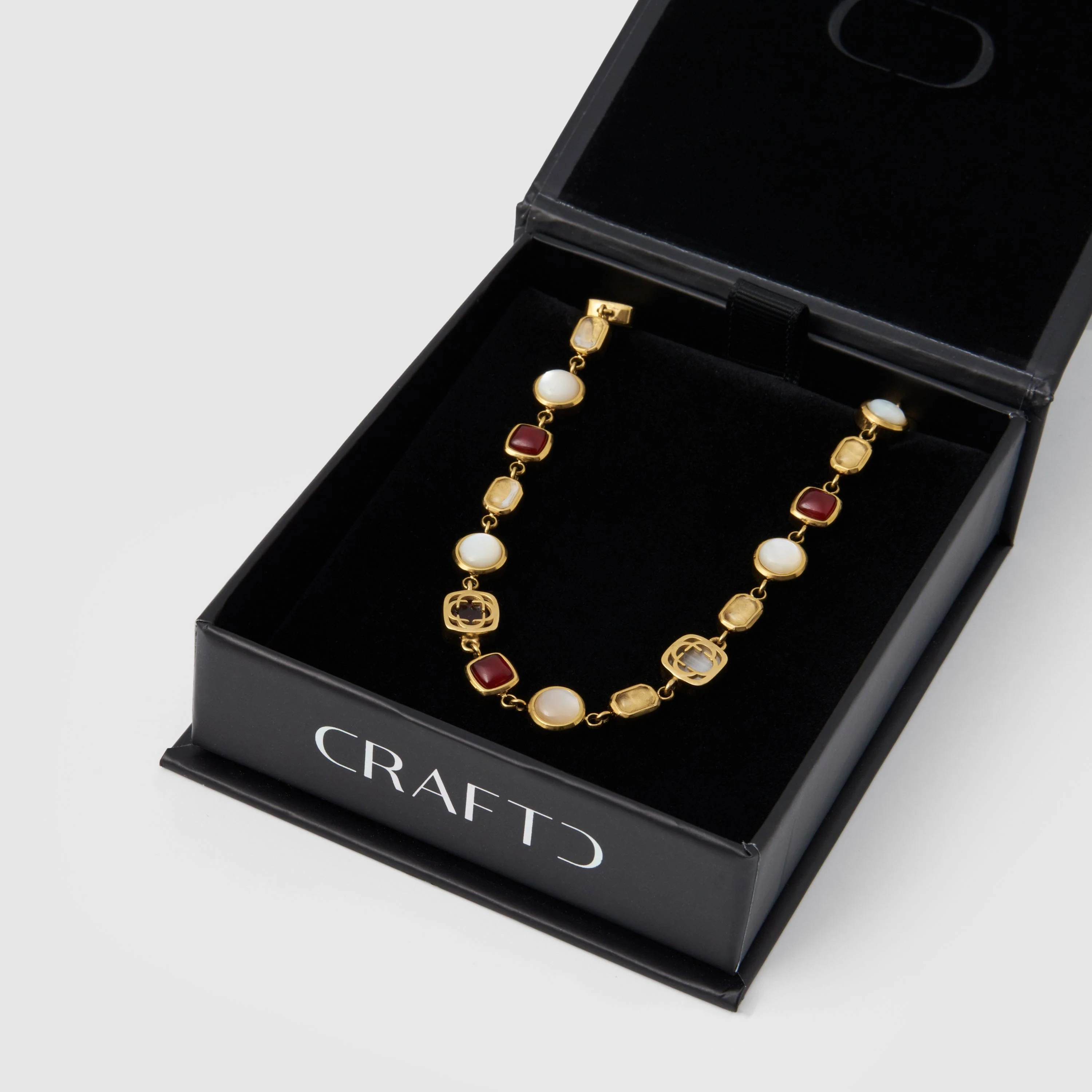 Red Crystal Gemstone Bracelet (Gold) - Image 7