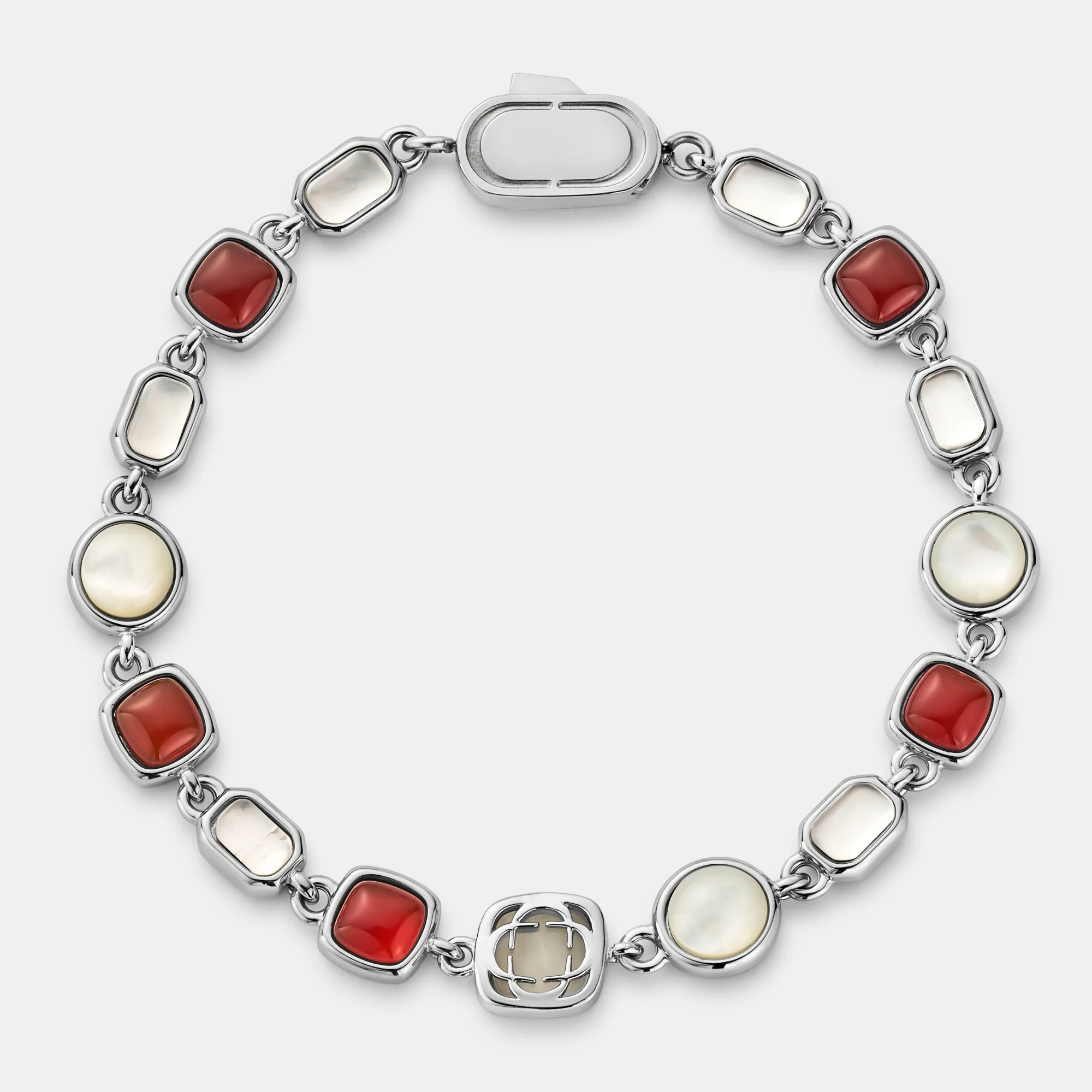Red Crystal Gemstone Bracelet (Silver) - Image 4