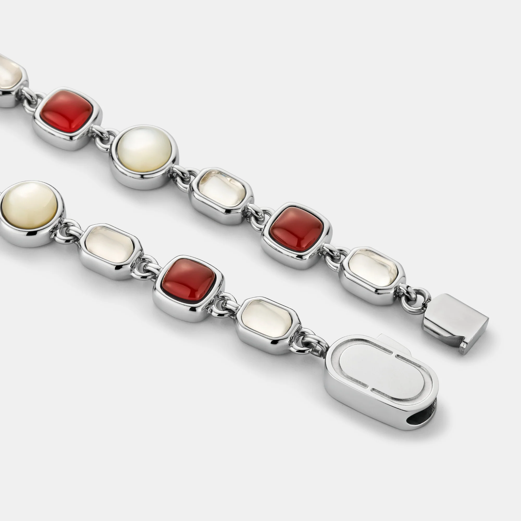Red Crystal Gemstone Bracelet (Silver) - Image 5