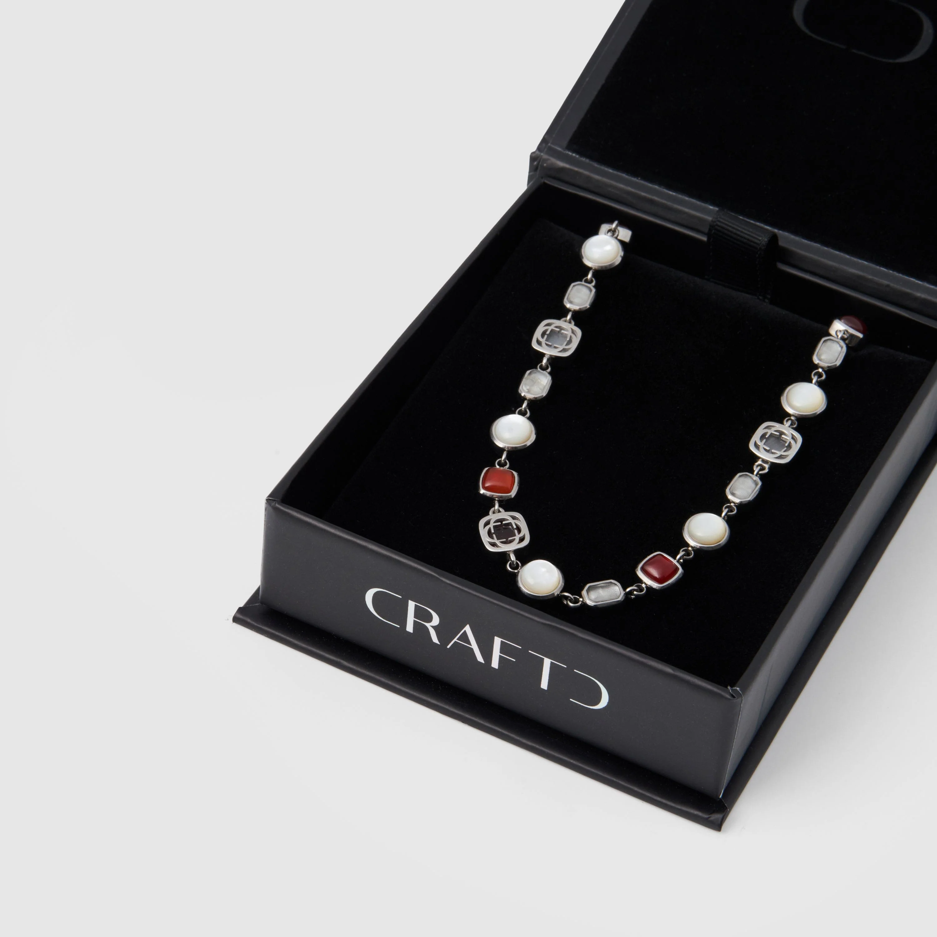 Red Crystal Gemstone Bracelet (Silver) - Image 6