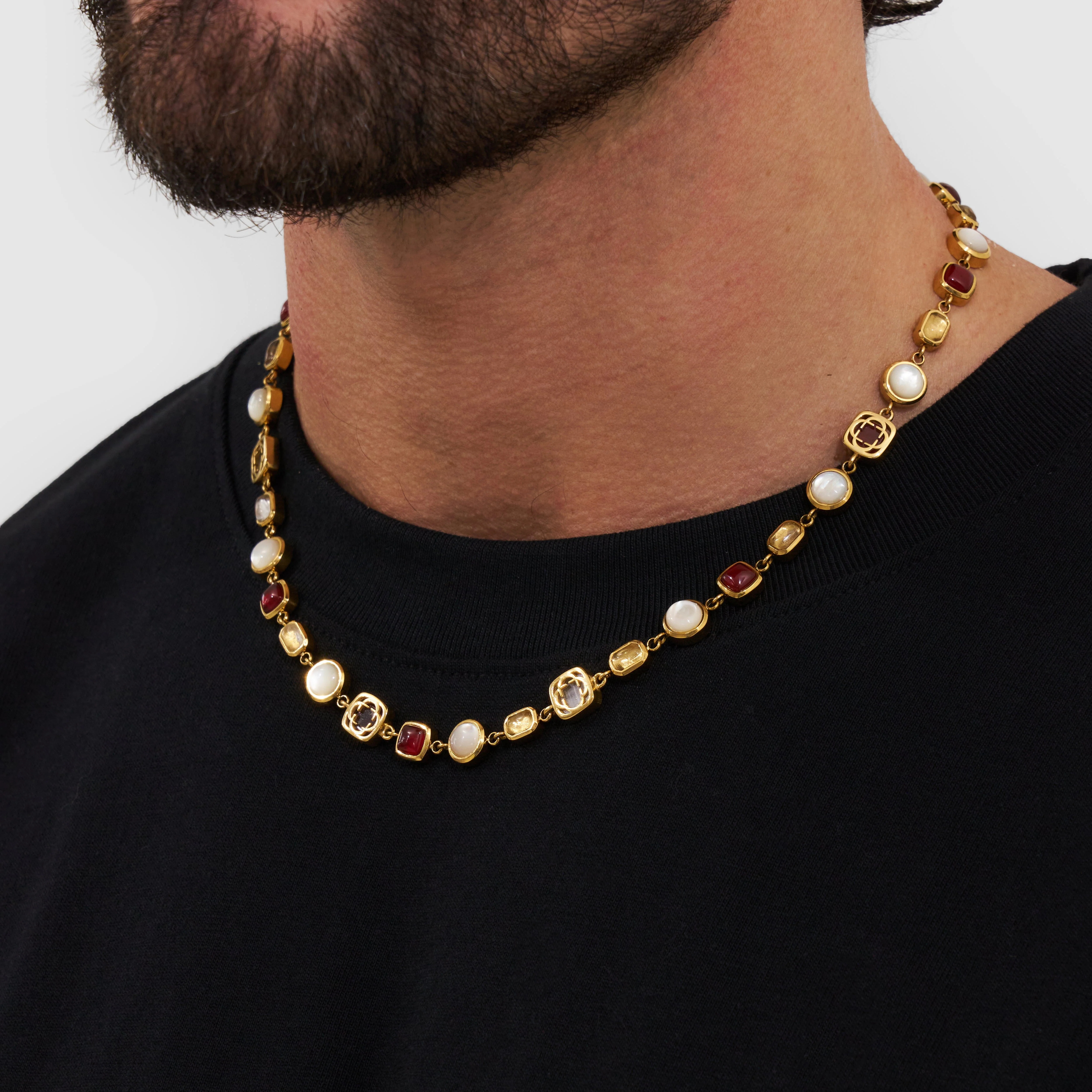 Red Crystal Gemstone Necklace (Gold) - Image 3