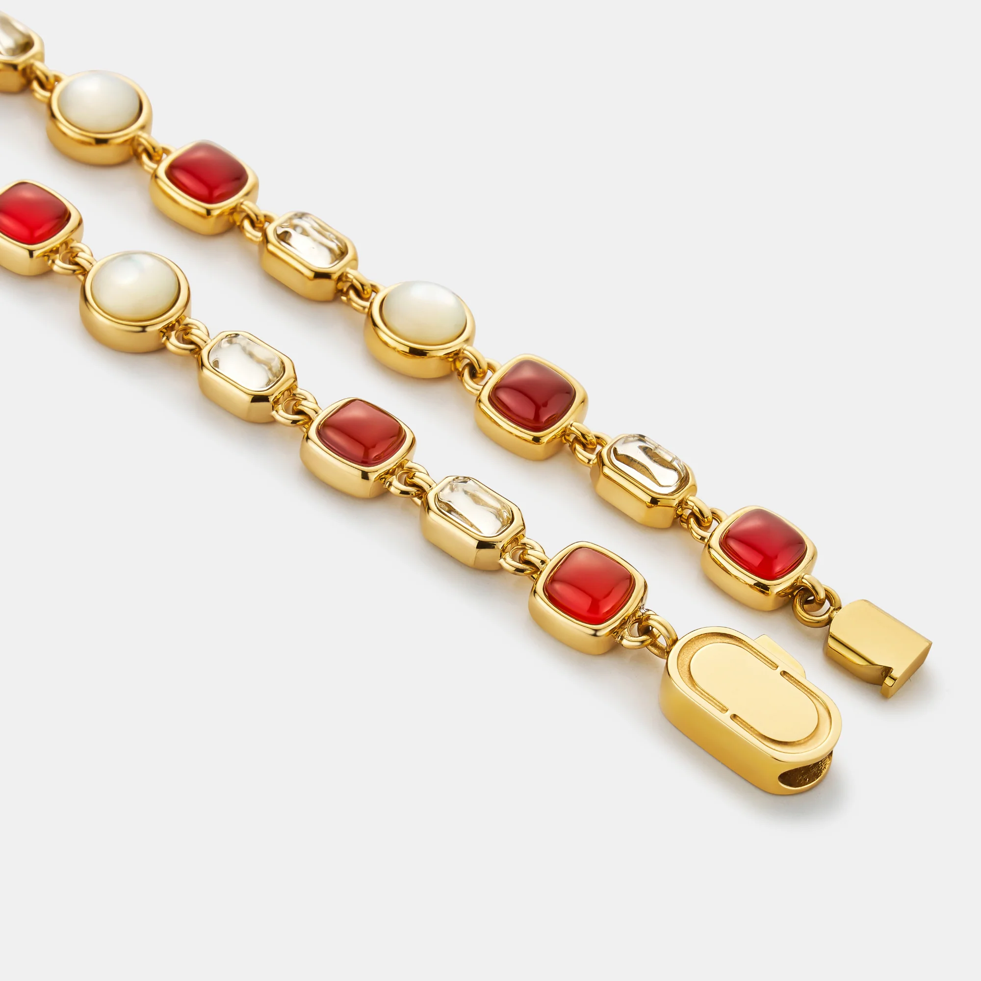 Red Crystal Gemstone Necklace (Gold) - Image 4