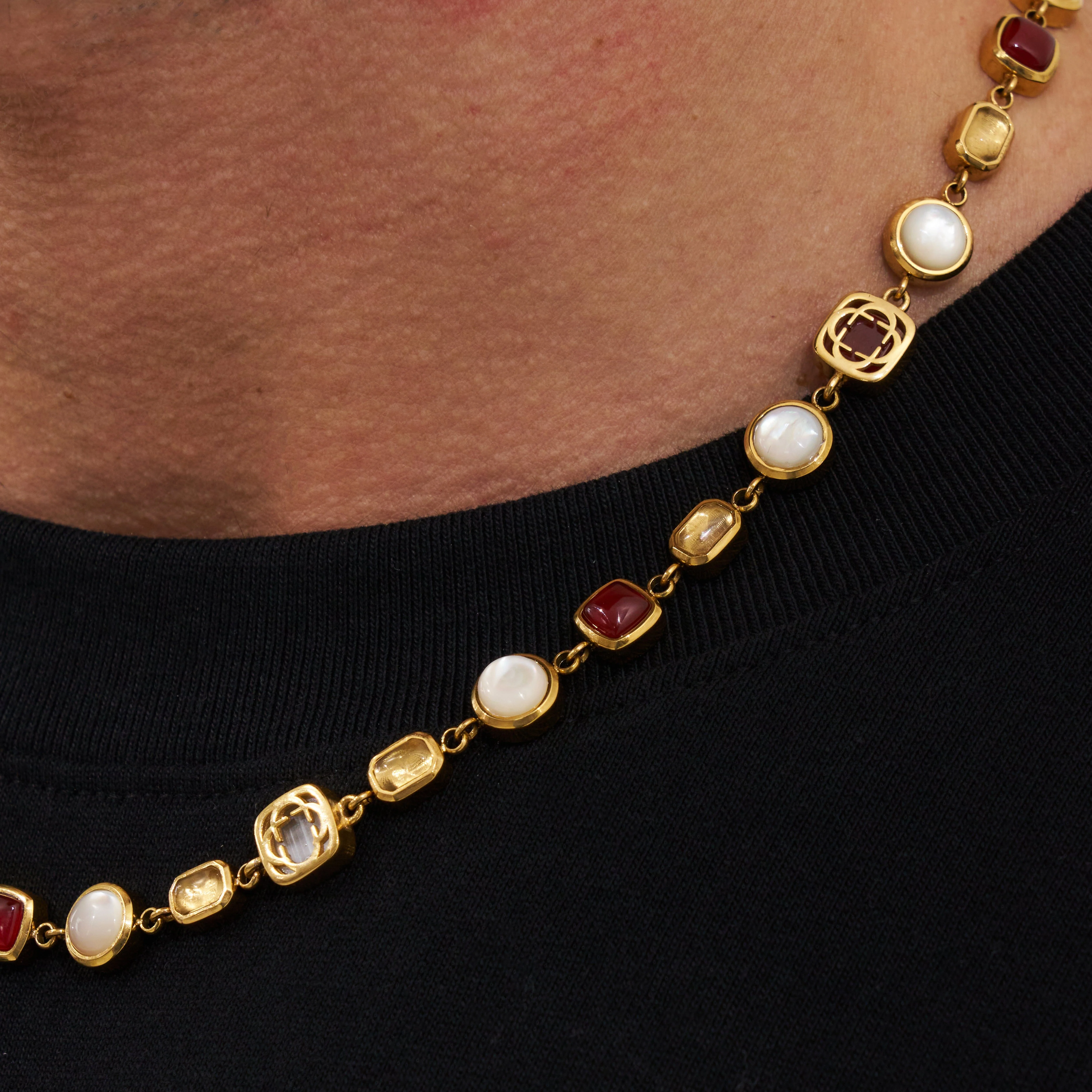 Red Crystal Gemstone Necklace (Gold) - Image 5