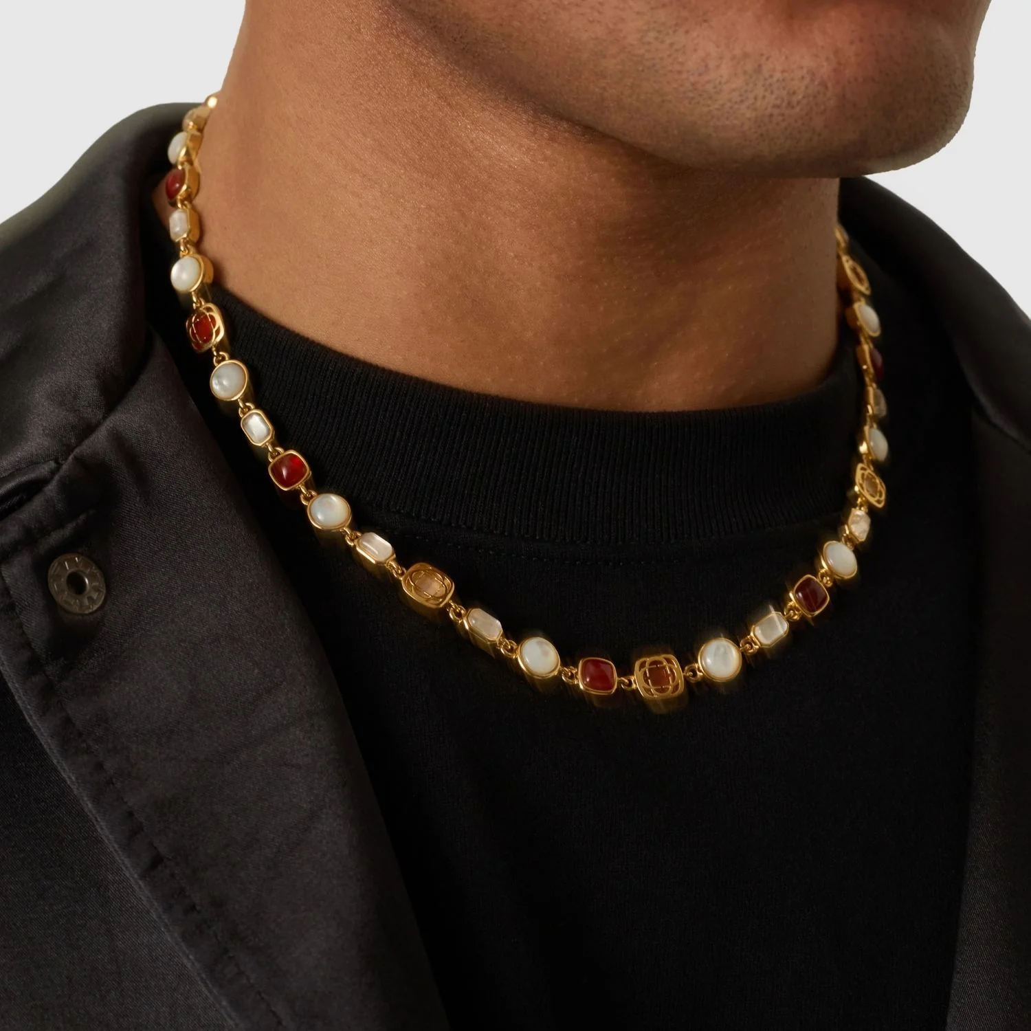 Red Crystal Gemstone Necklace (Gold) - Image 7