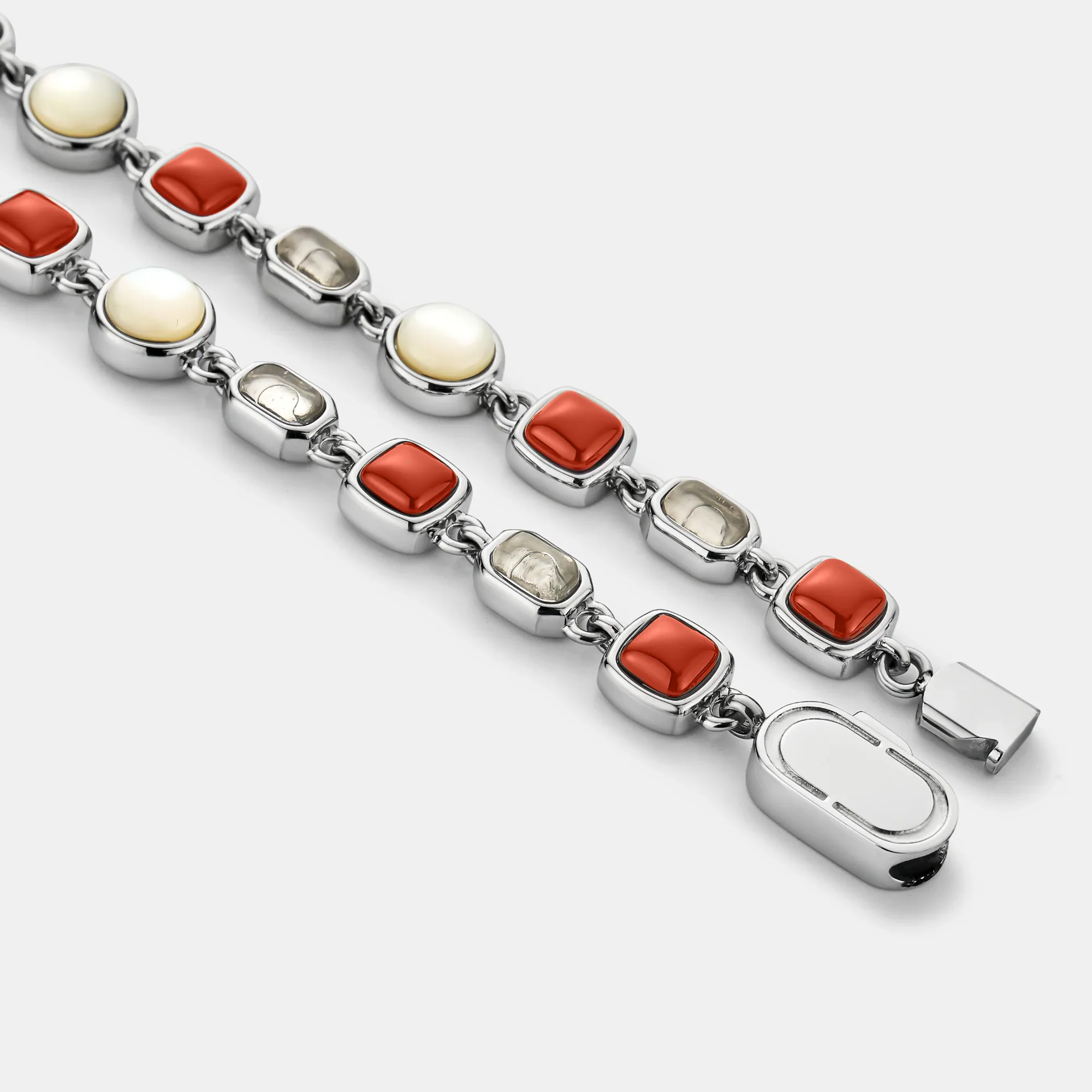 Red Crystal Gemstone Necklace (Silver) - Image 5