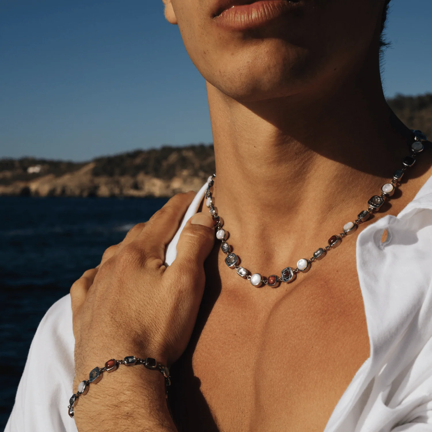 Red Crystal Gemstone Necklace (Silver) - Image 6