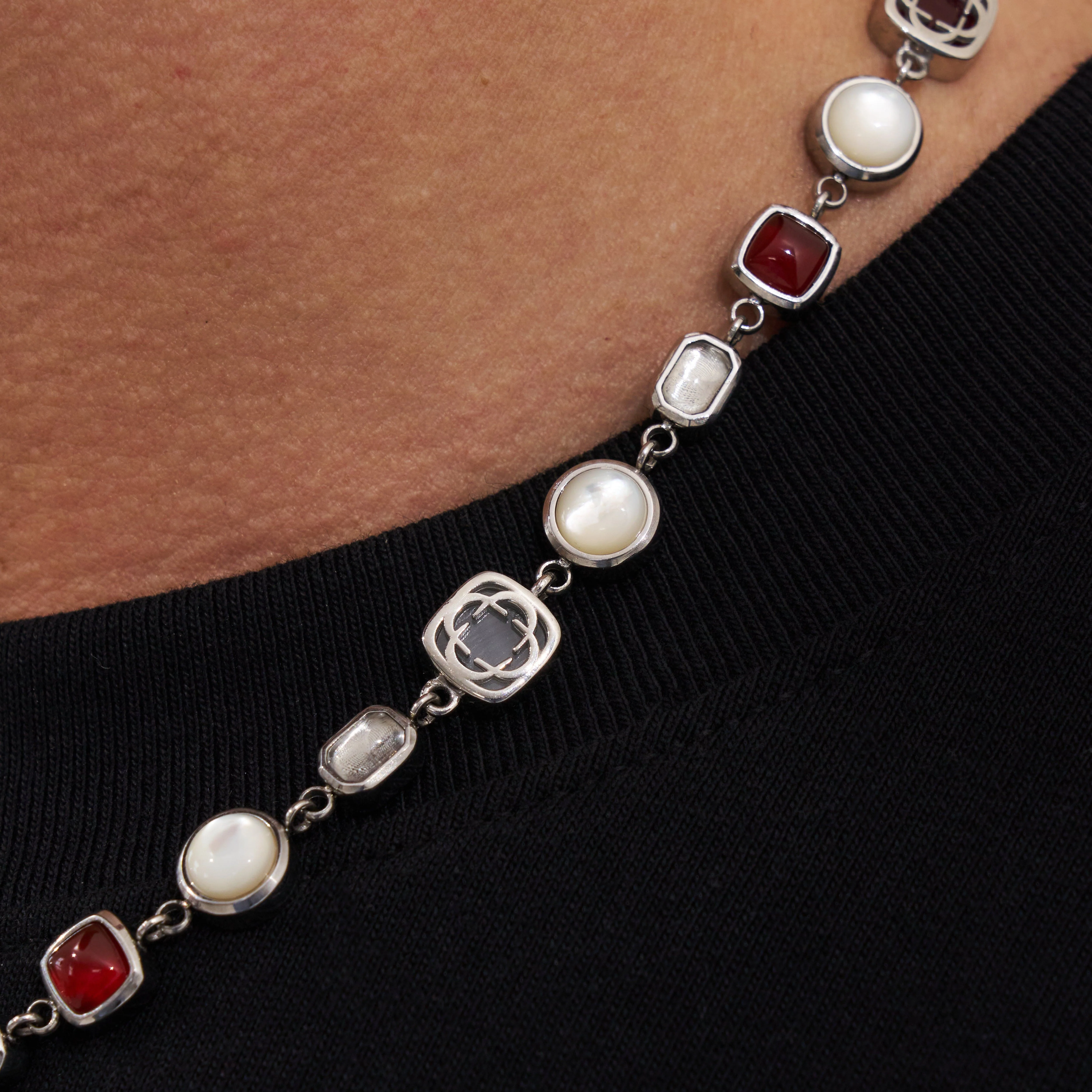 Red Crystal Gemstone Necklace (Silver) - Image 7