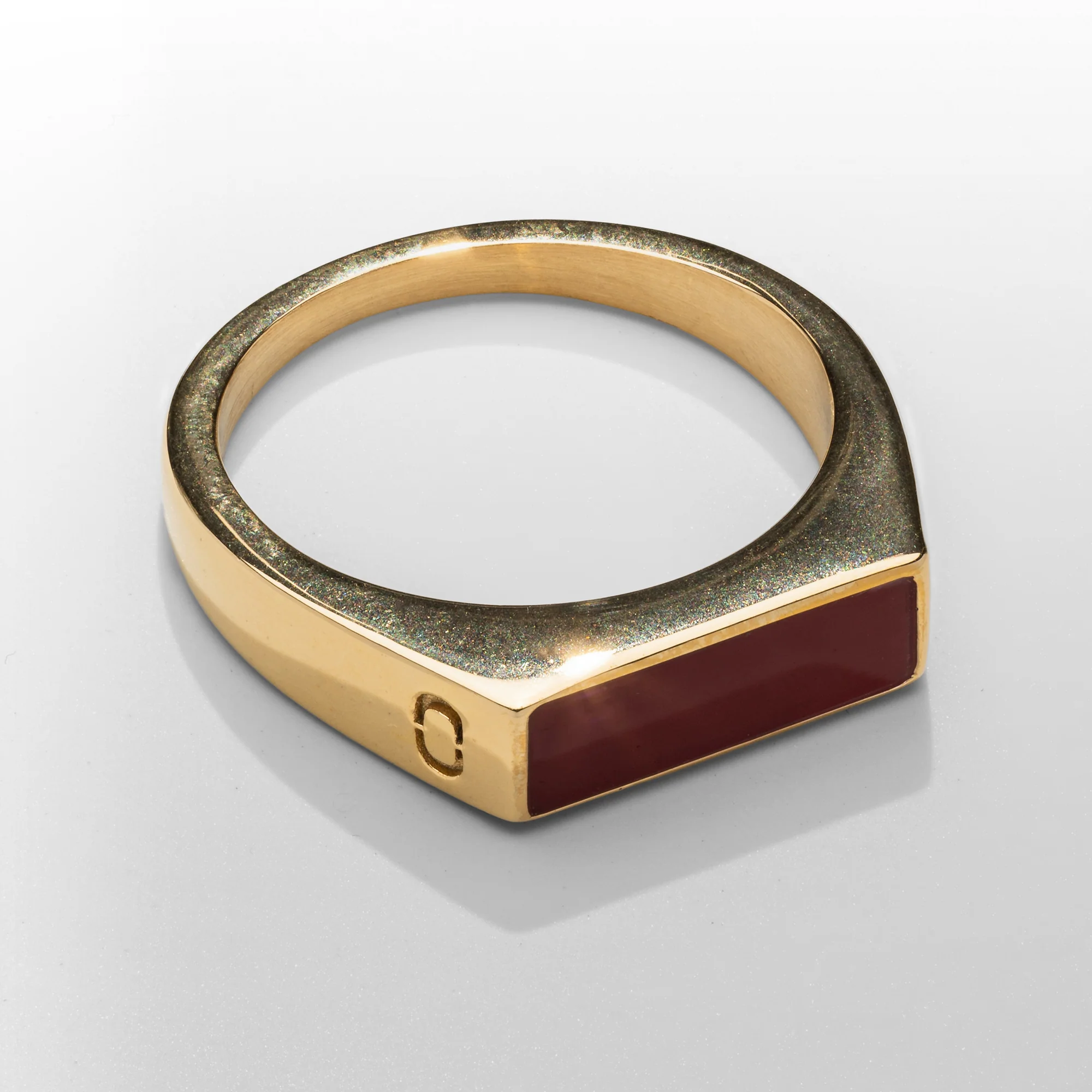 Red Rectangle Stone Signet Ring (Gold) - Image 5