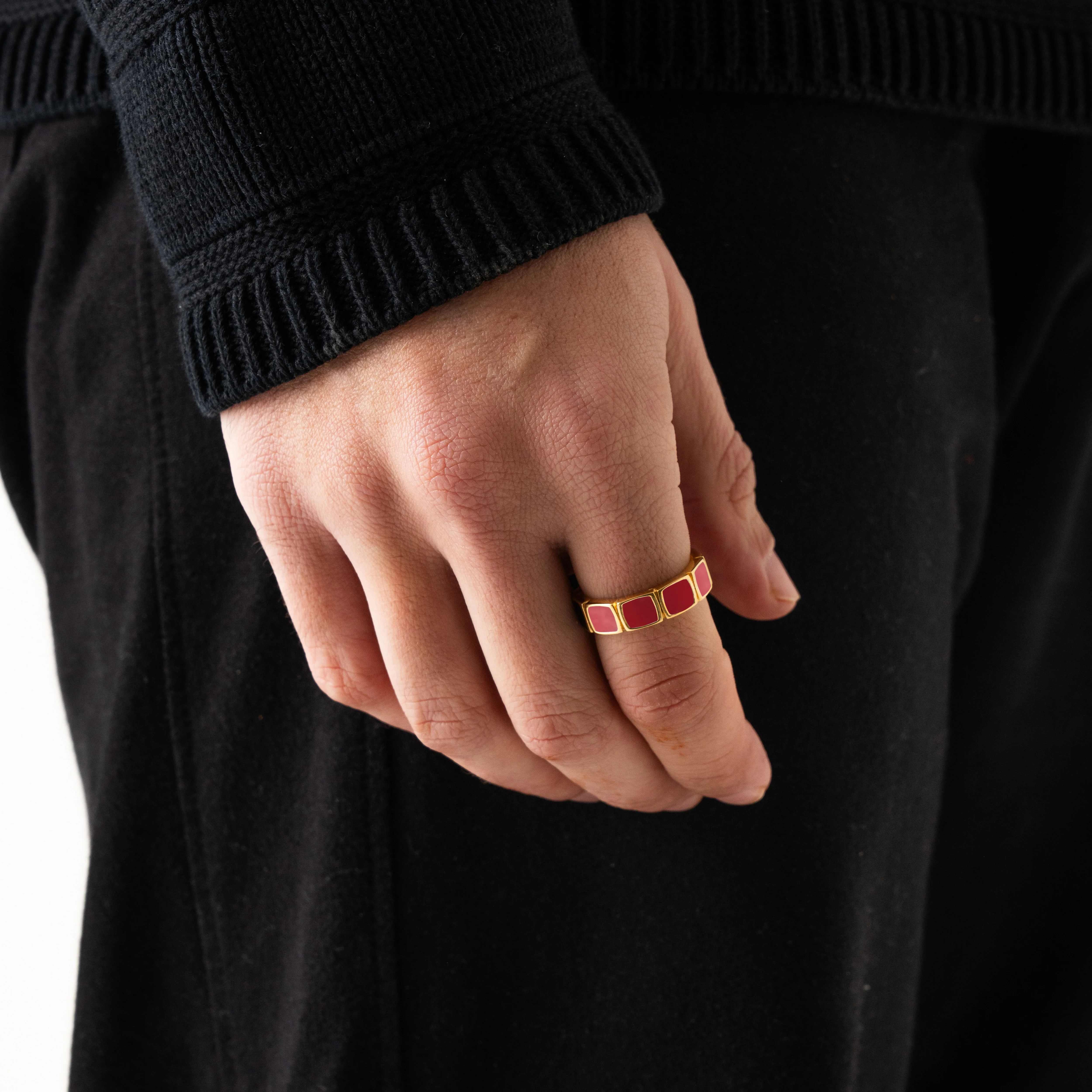 Red Stone Band Ring (Gold) - Image 2